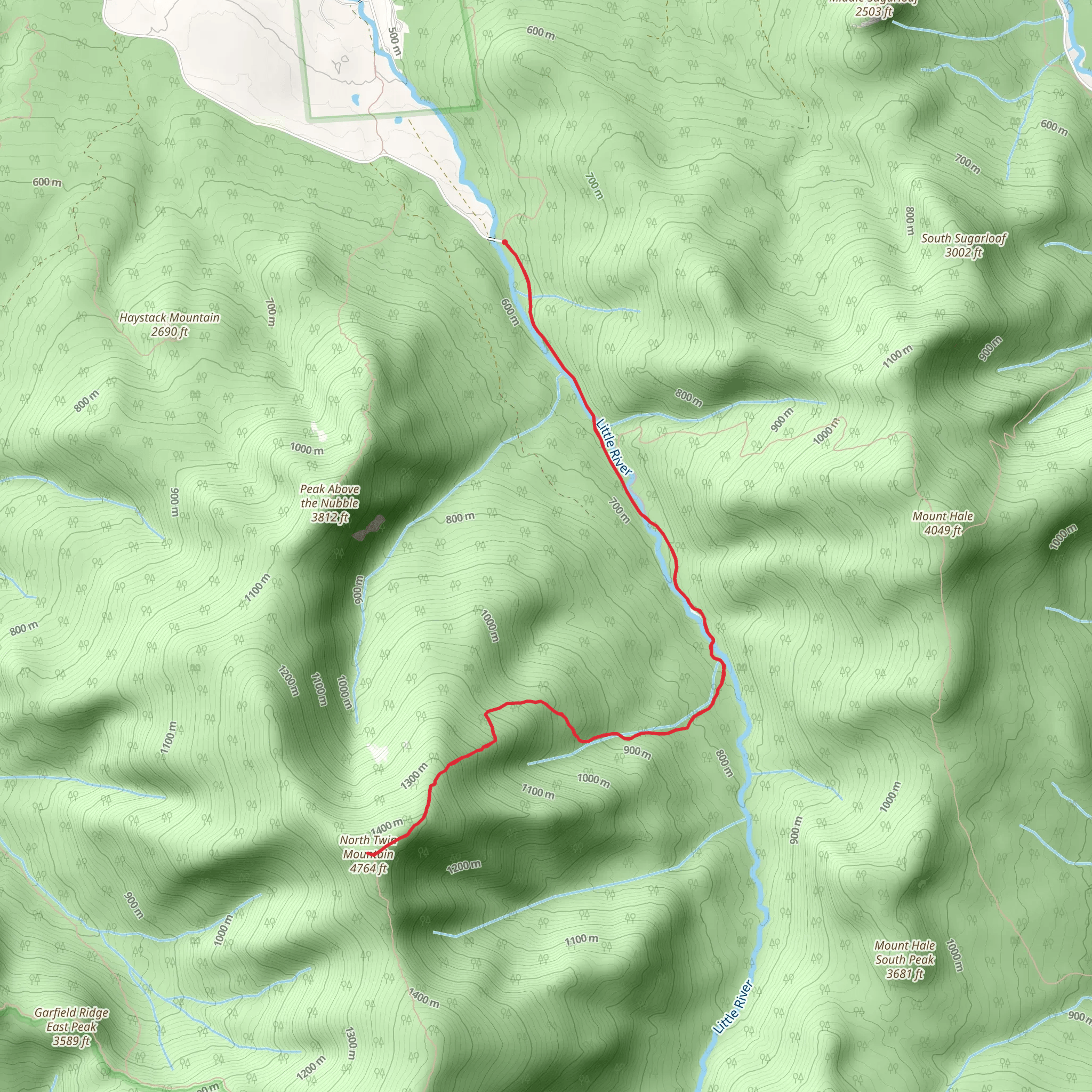 North Twin Mountain via North Twin Trail mobile static map