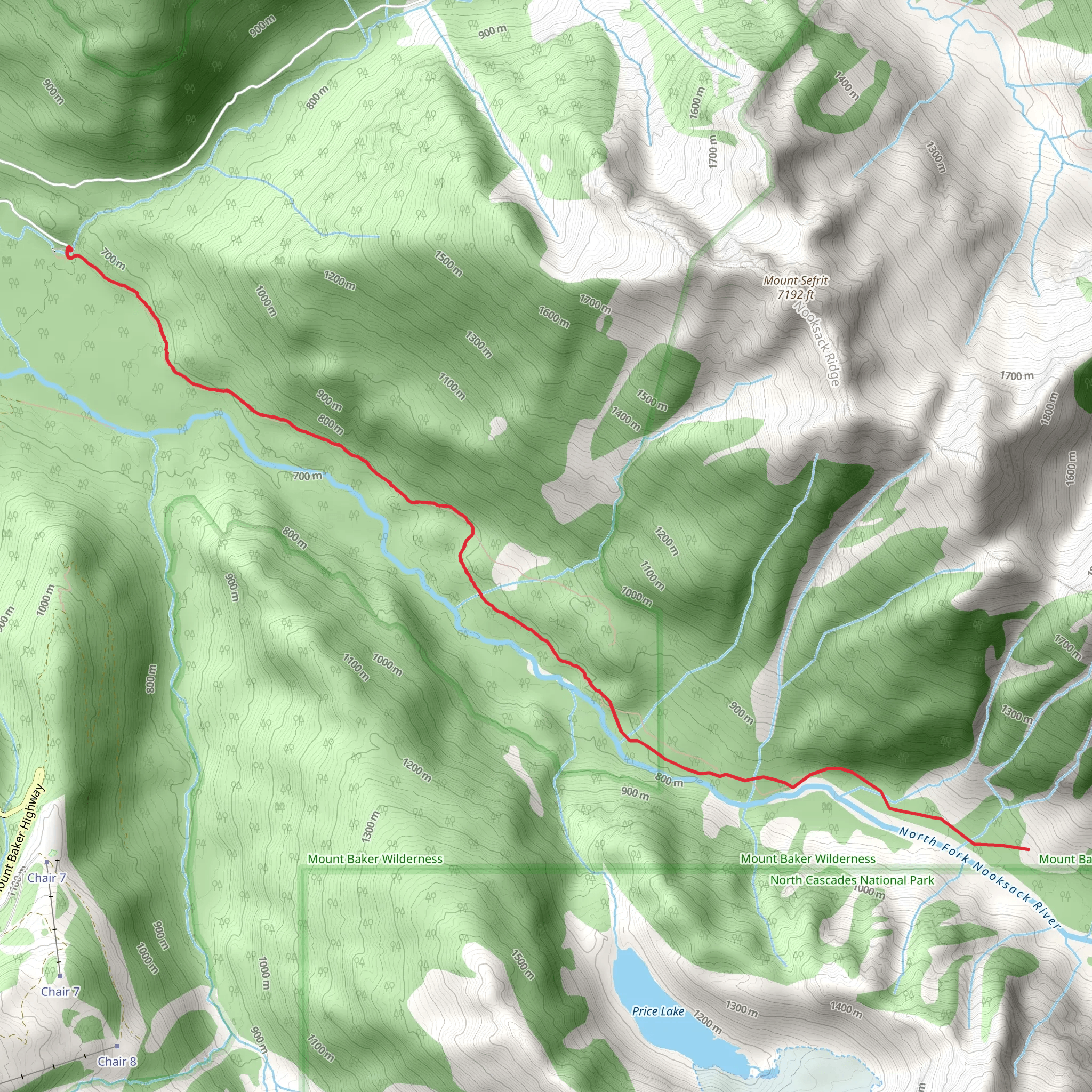 Nooksack Cirque Trail mobile static map