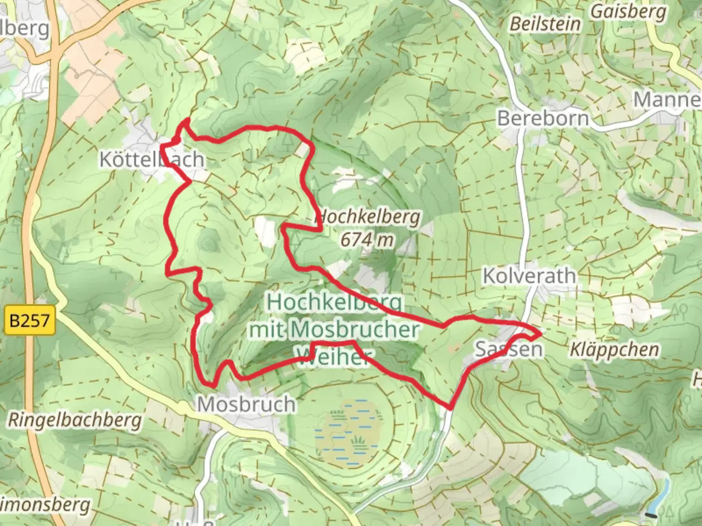 An image depicting the trail Köttelbach Loop and its surrounding area.