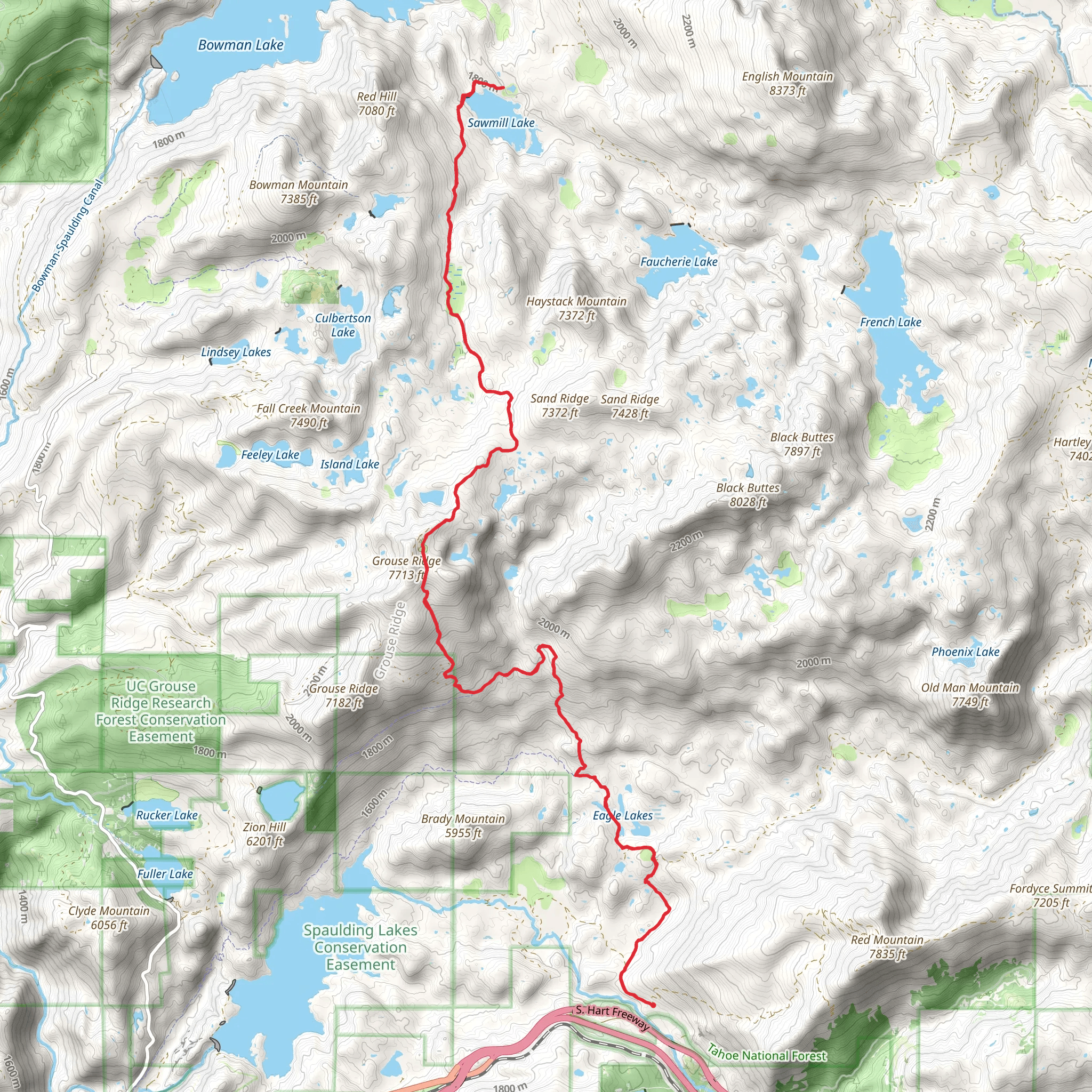 Sawmill Lake via Grouse Ridge Trail mobile static map