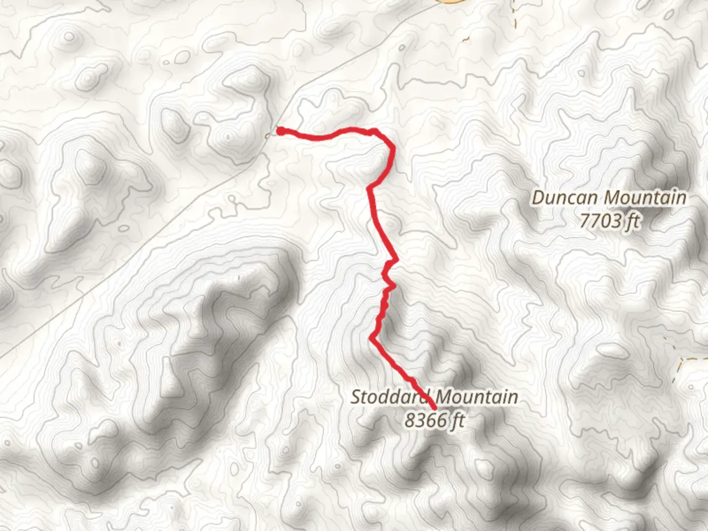 An image depicting the trail Stoddard Mountain via Duncan Spring Trail and its surrounding area.