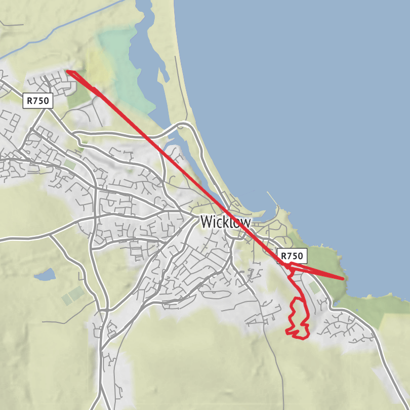 A map preview of the recording County Wicklow Running.