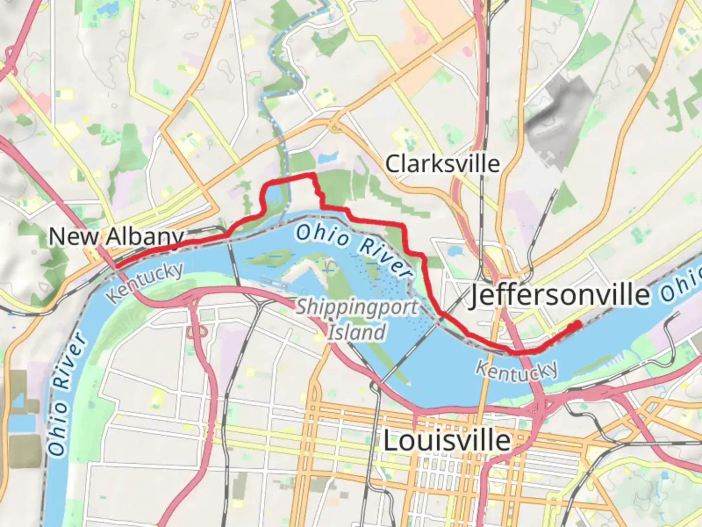An image depicting the trail Ohio River Greenway and its surrounding area.