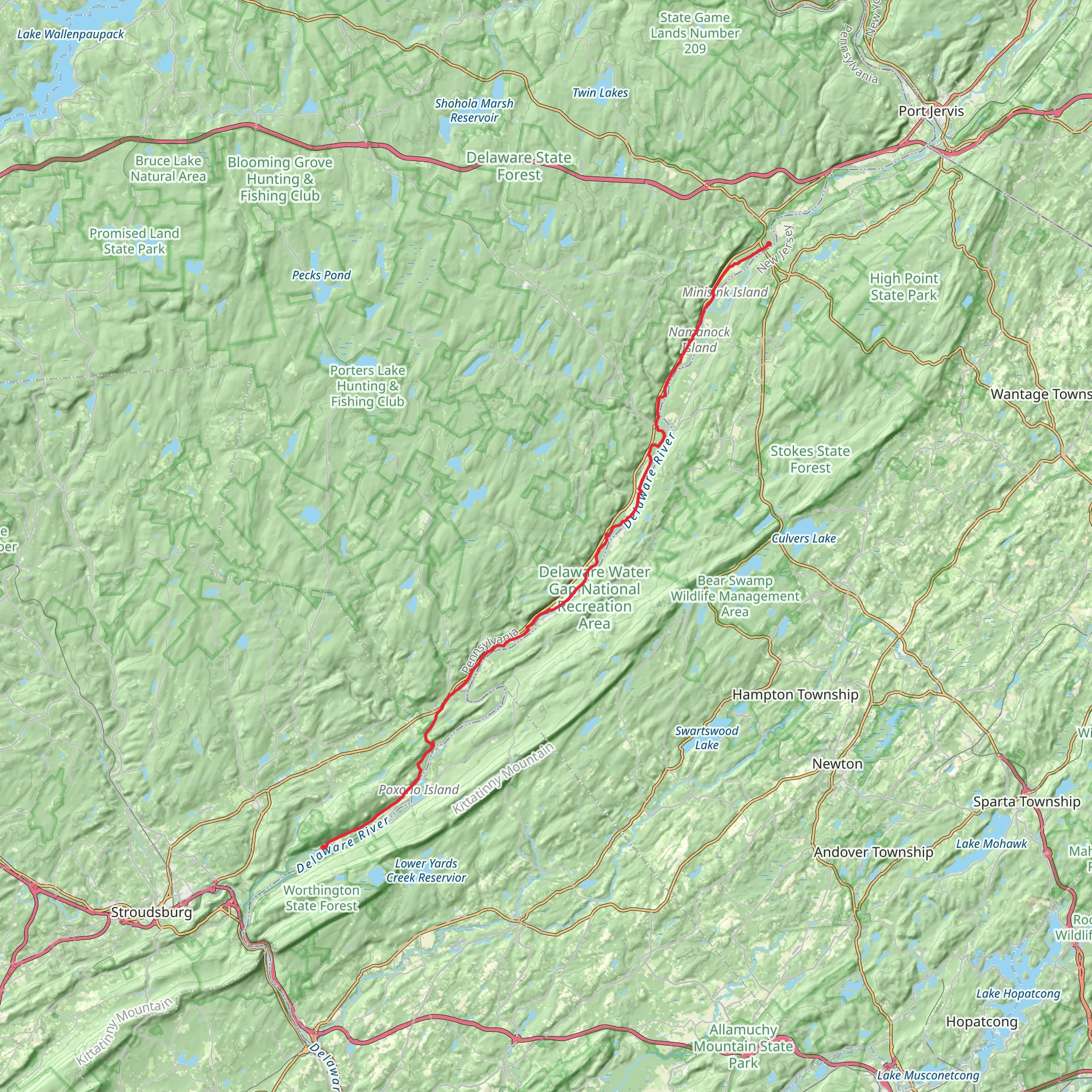 Indian Point and Delaware River via McDade Recreational Trail mobile static map