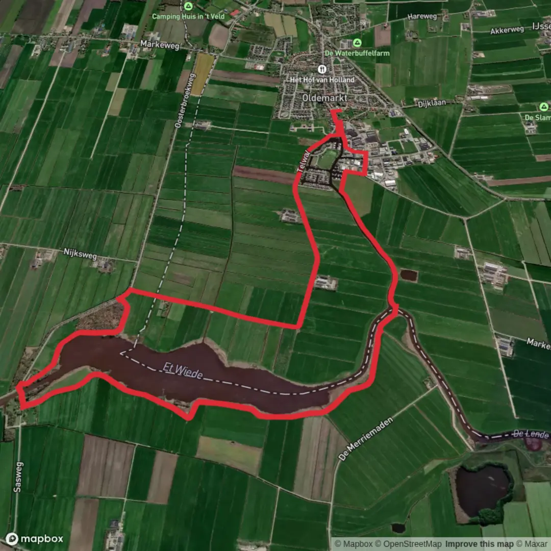 An image depicting the trail Et Wiede via Oosterbroek Weg and its surrounding area.
