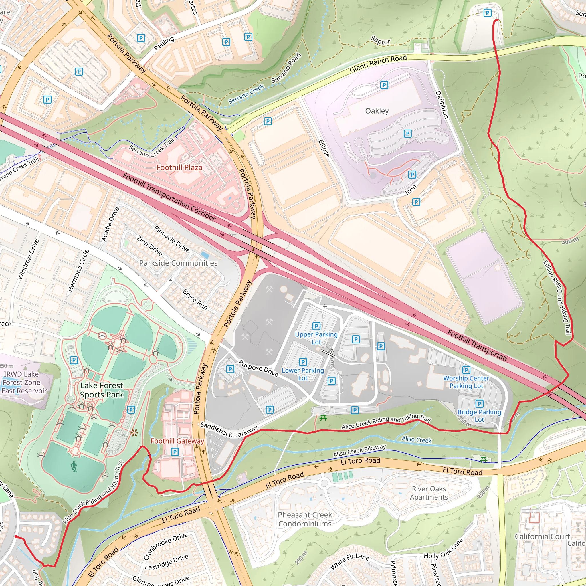 Aliso Creek Hiking Trail mobile static map