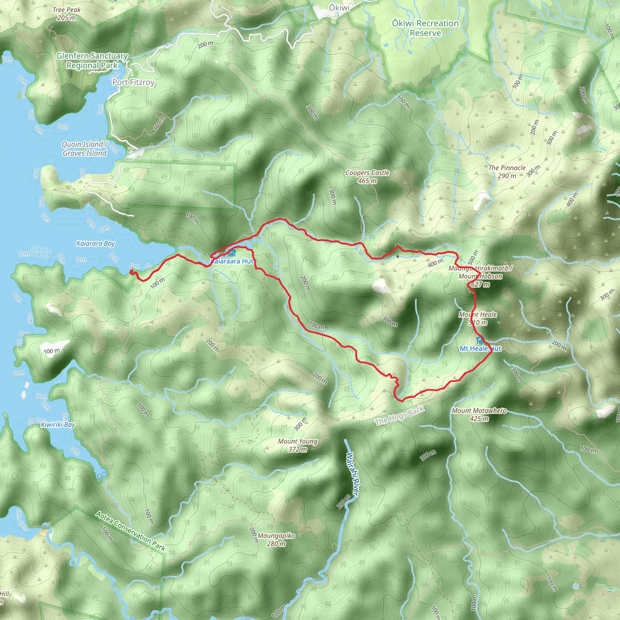 Hirakimata - Mt Hobson Summit Track mobile static map