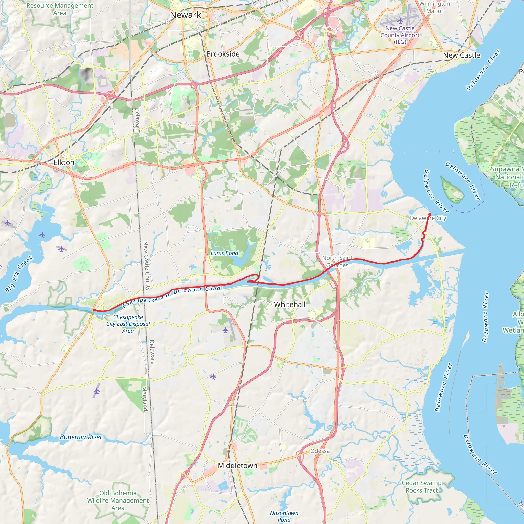 Ben Cardin C-D Canal Recreational, Michael Castle and Delaware City Branch Canal Trail mobile static map