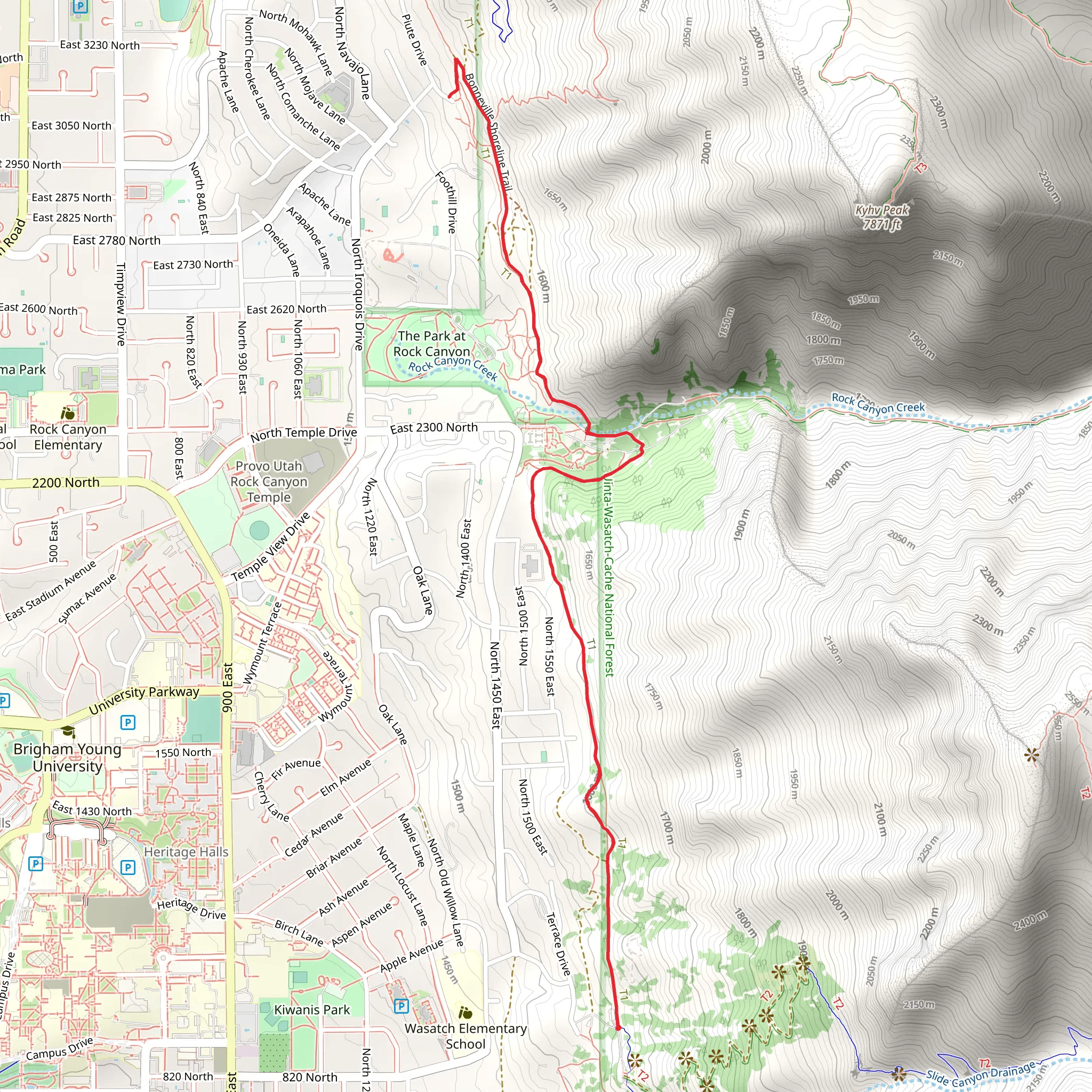 Bonneville Shoreline Trail from Terrace Drive mobile static map
