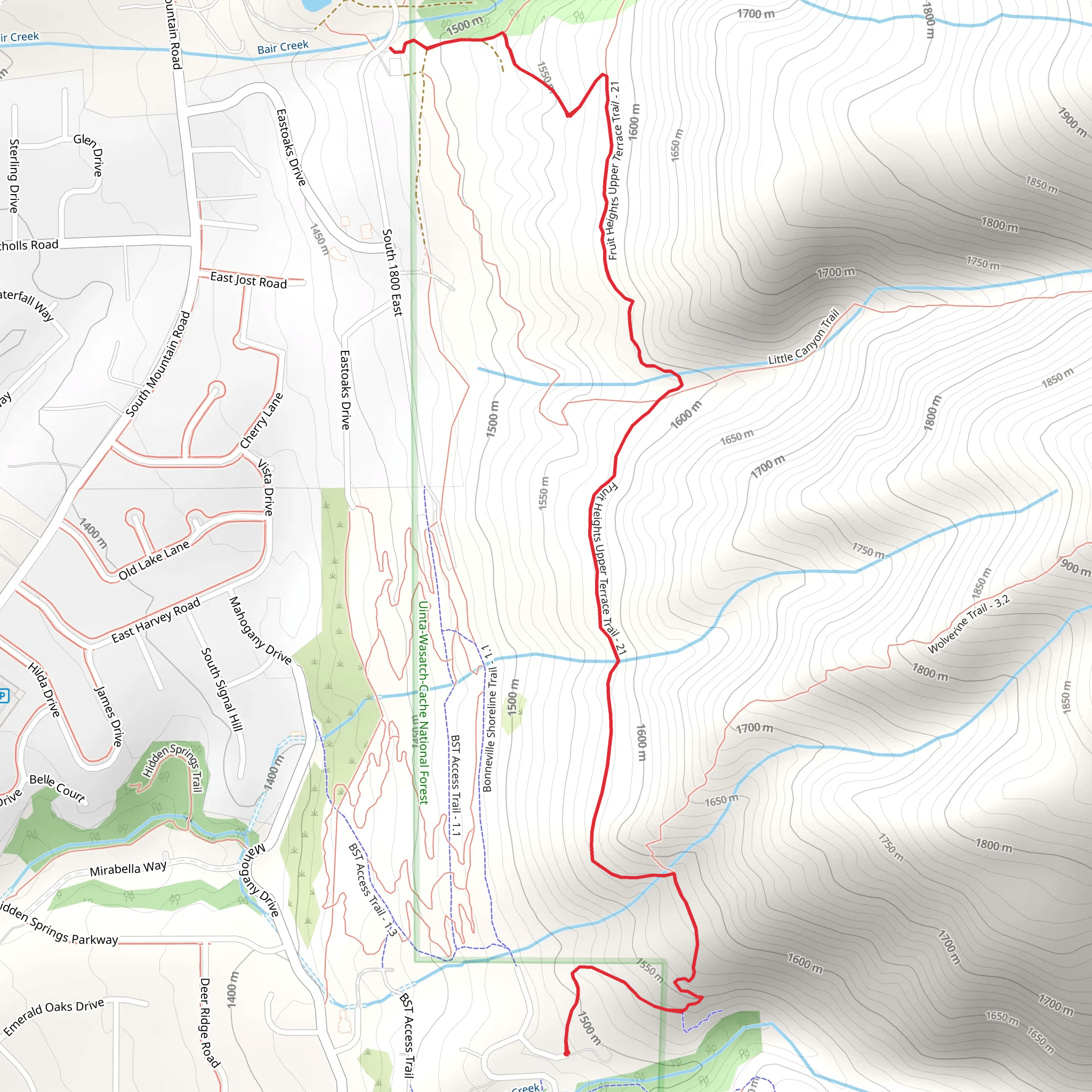 Fruite Heights Upper Terrace Trail mobile static map