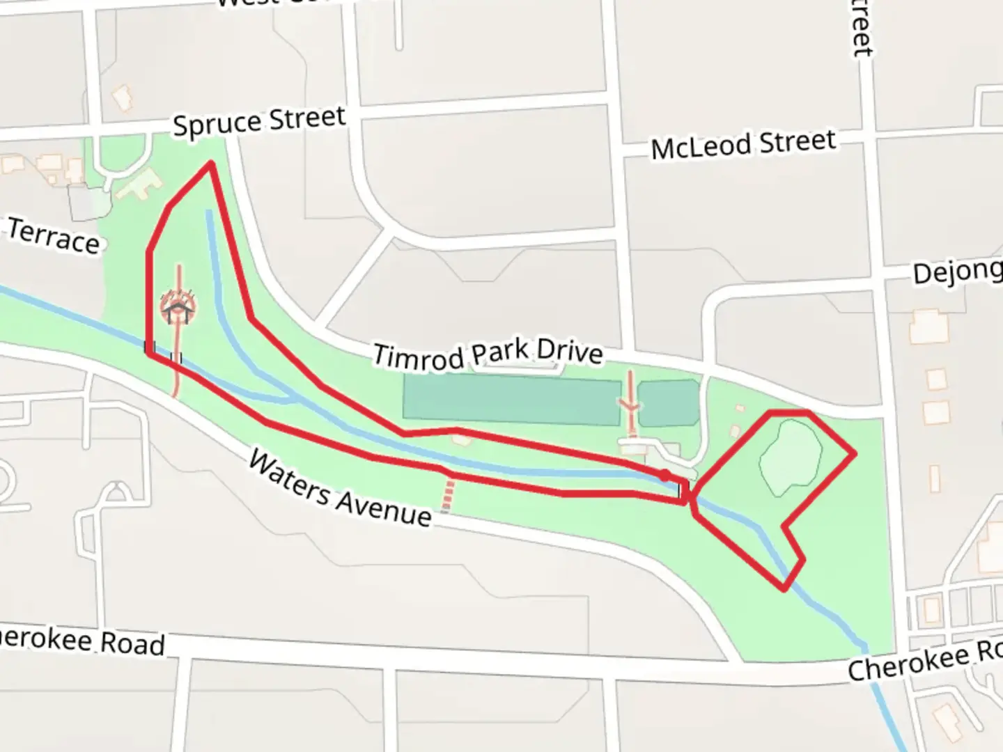 An image depicting the trail Tennis Courts Loop and its surrounding area.