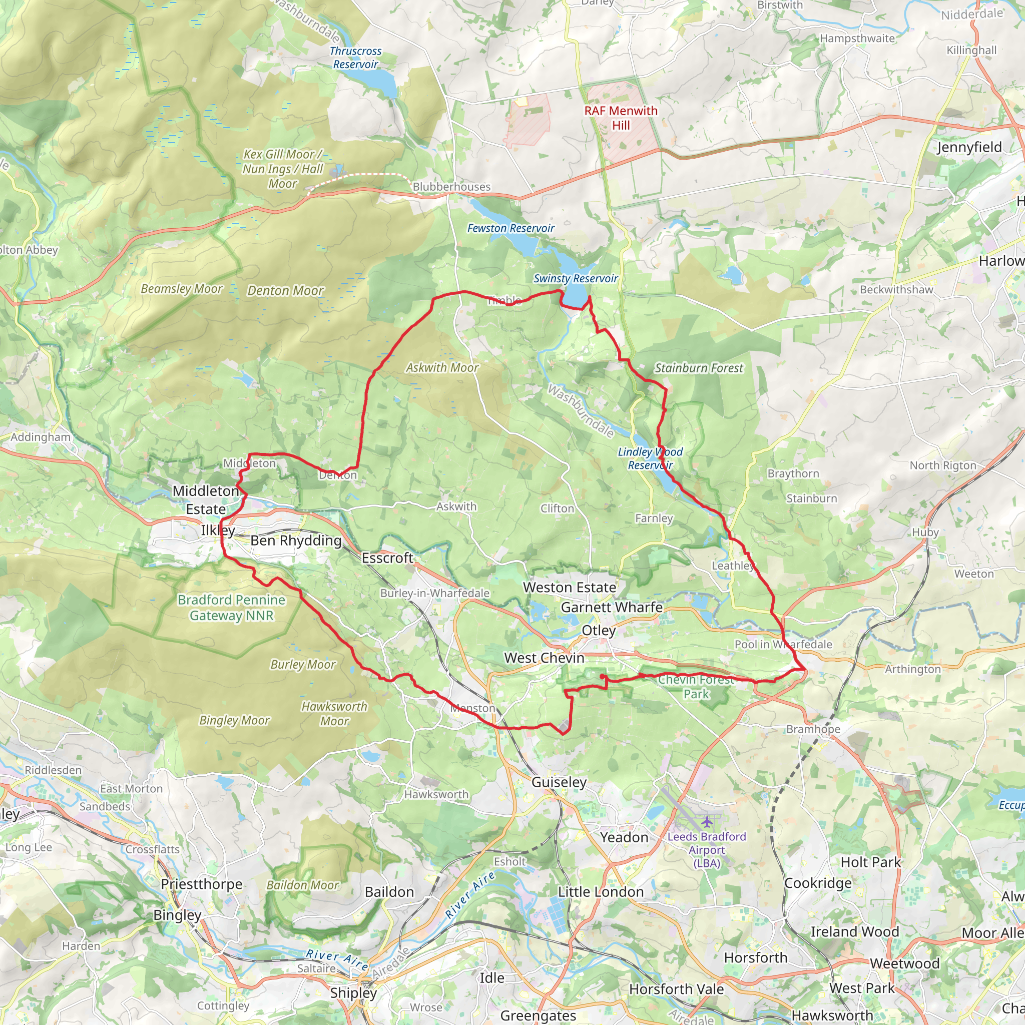 Otley Loop in West Yorkshire mobile static map