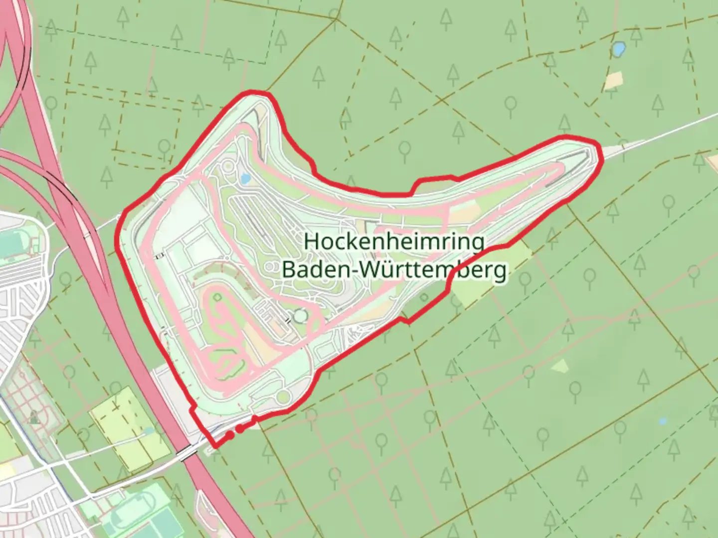 An image depicting the trail Motodrom Hockenheim Loop and its surrounding area.