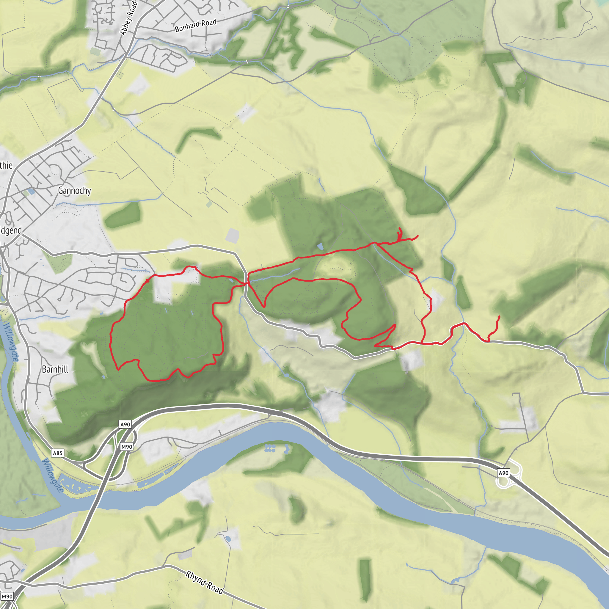 Hike from Kinnoull Hill and Deuchny Hill mobile static map