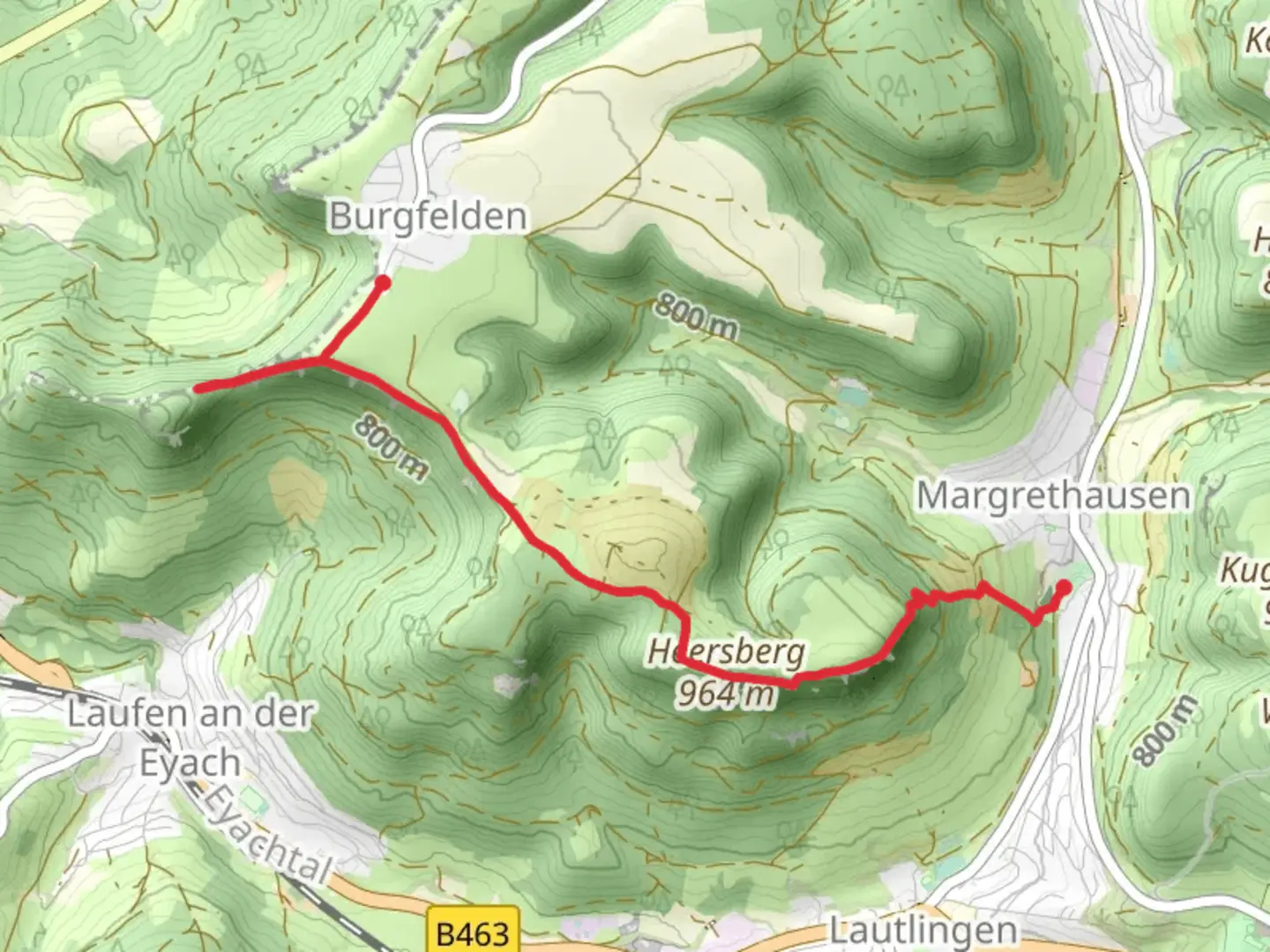 An image depicting the trail Imenfels, Heersberg and Schalksburg Walk via Margrethausen and its surrounding area.