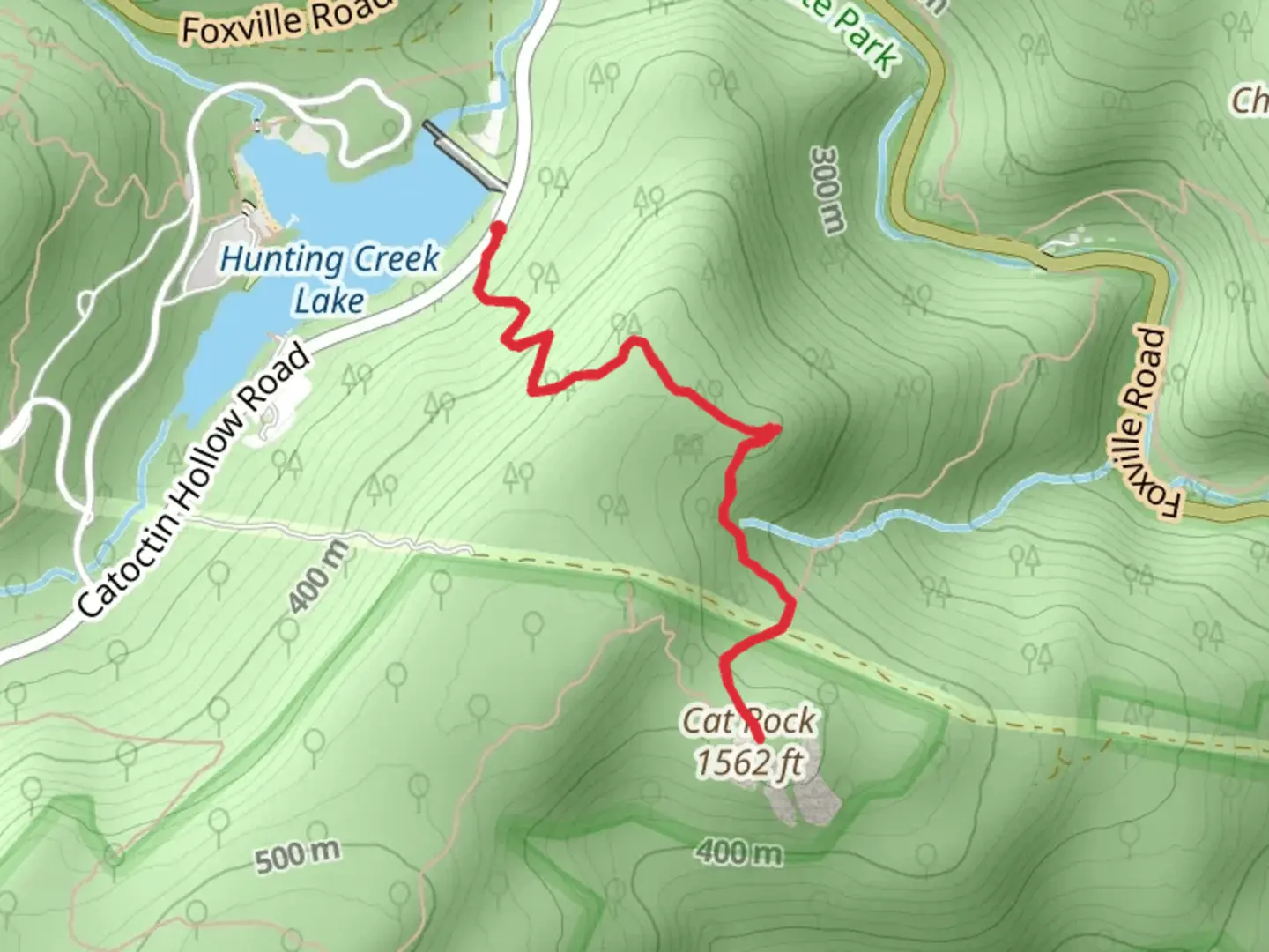 An image depicting the trail Cat Rock via Old Misery Trail and its surrounding area.