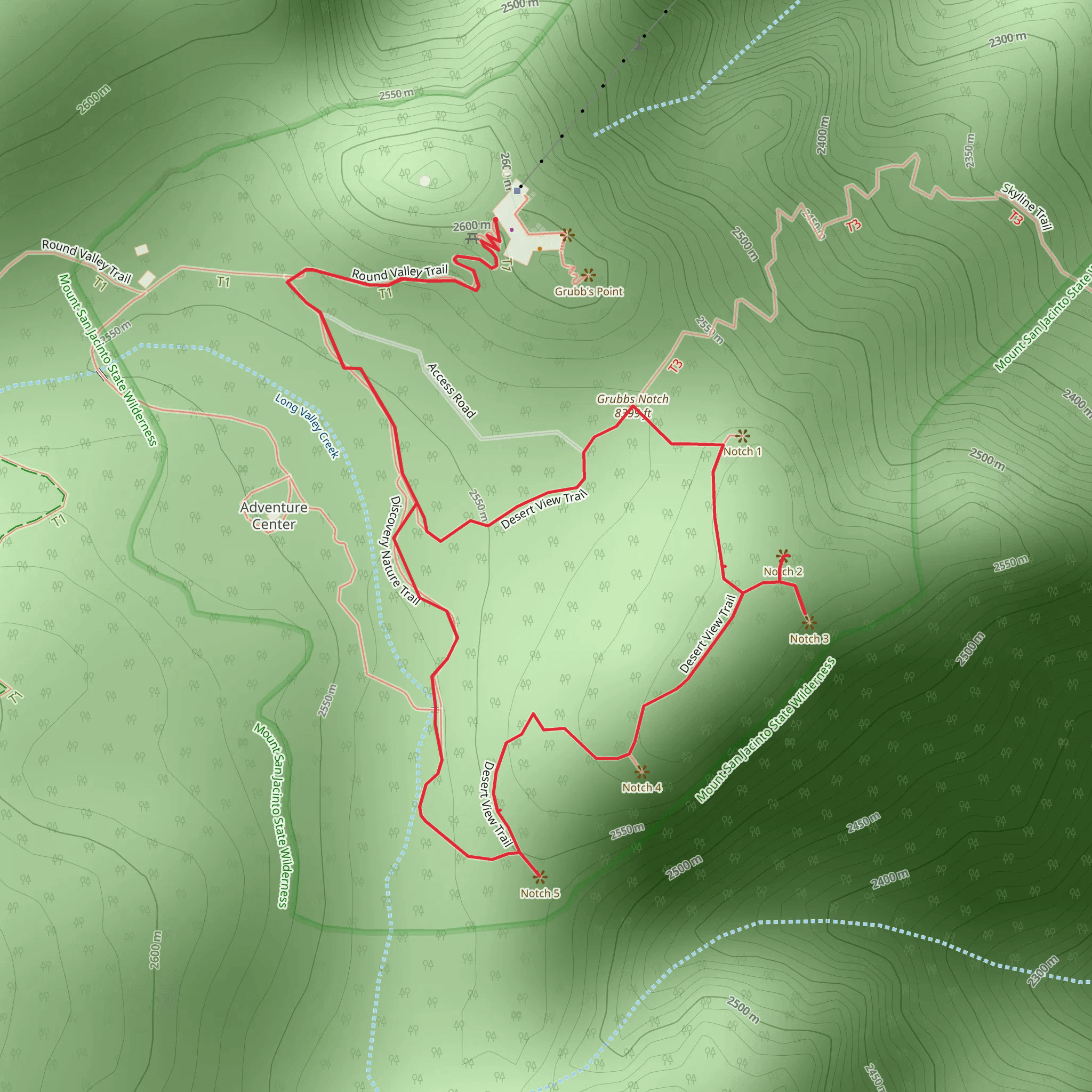 Round Valley, Grubbs Notch and Desert View Loop Trail mobile static map