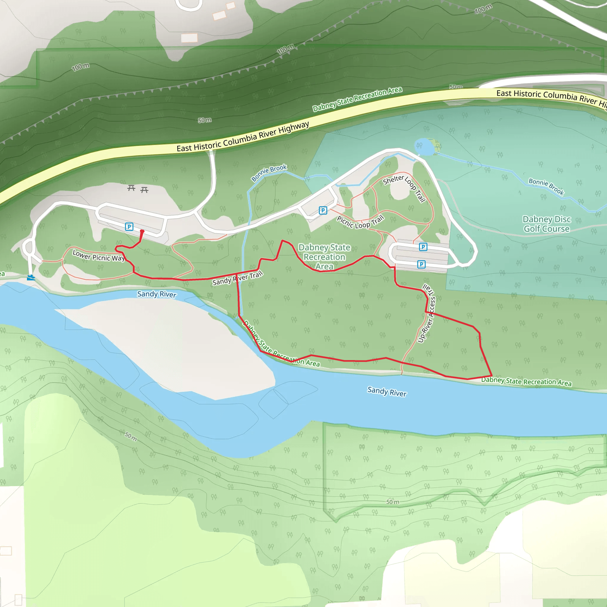 Sandy River Trail and Up river Access Trail mobile static map