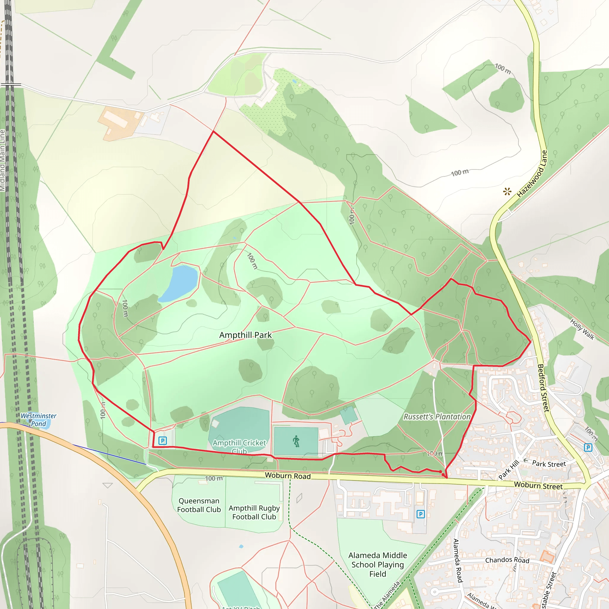 Ampthill Park Loop mobile static map