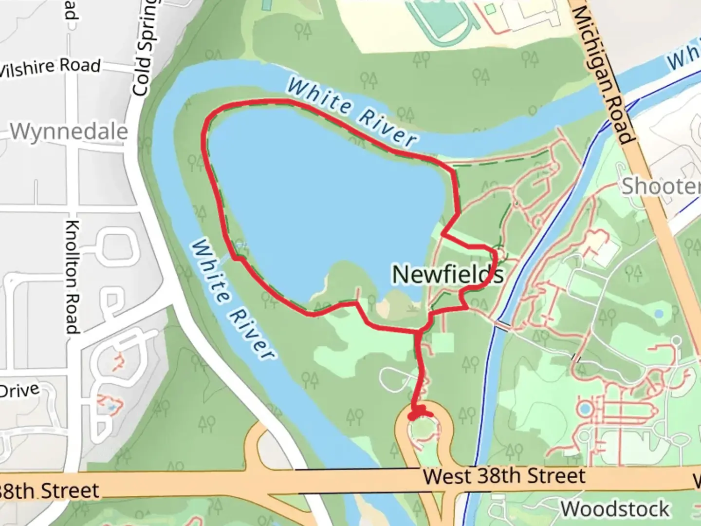 An image depicting the trail The Viginia B Fairbanks Art and Nature Park 100 Acres Loop and its surrounding area.