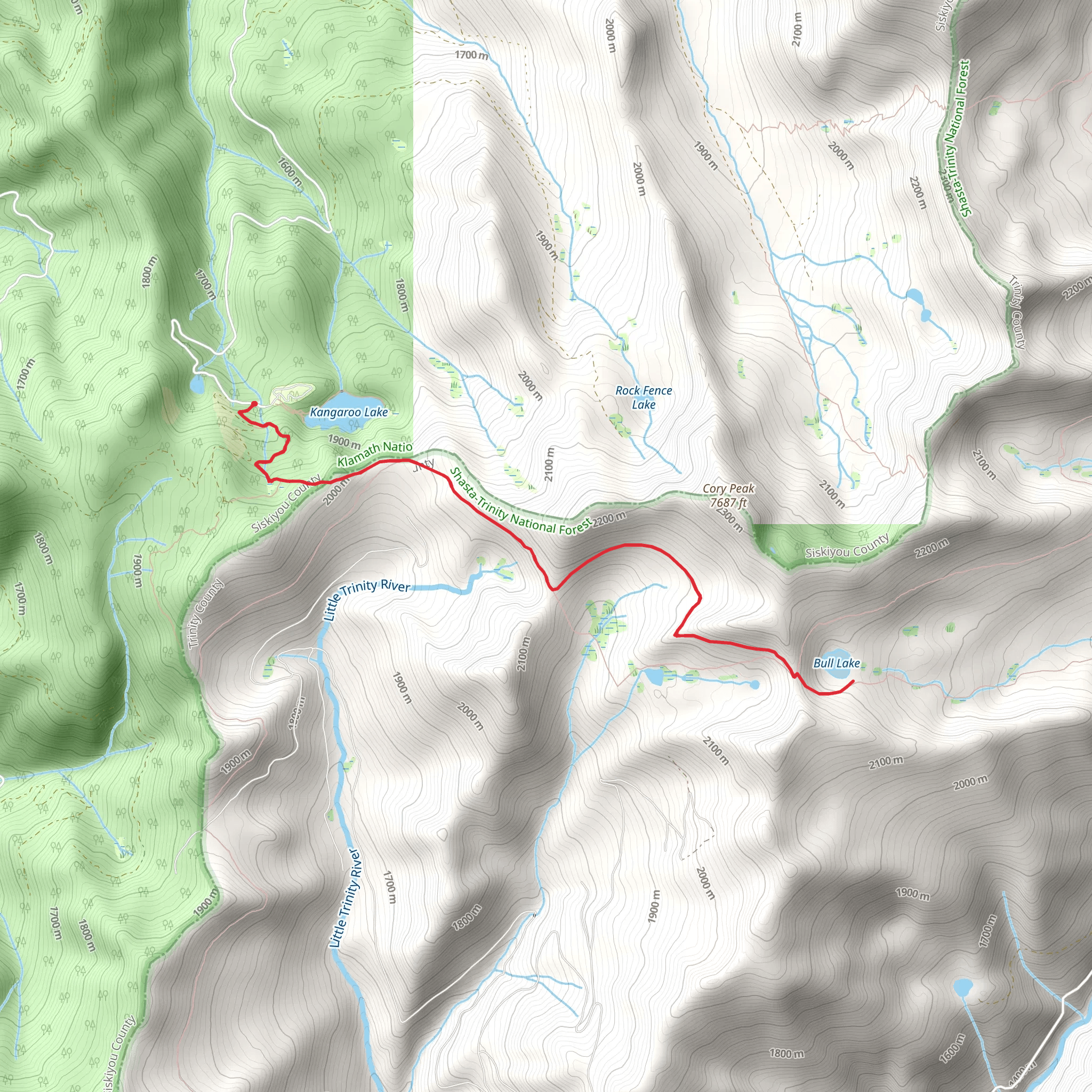 Bull Lake via PCT mobile static map