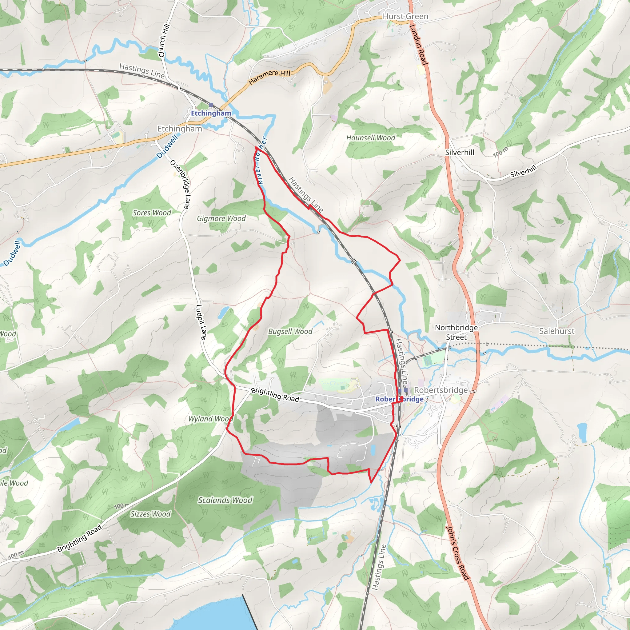 Robertsbridge Loop mobile static map