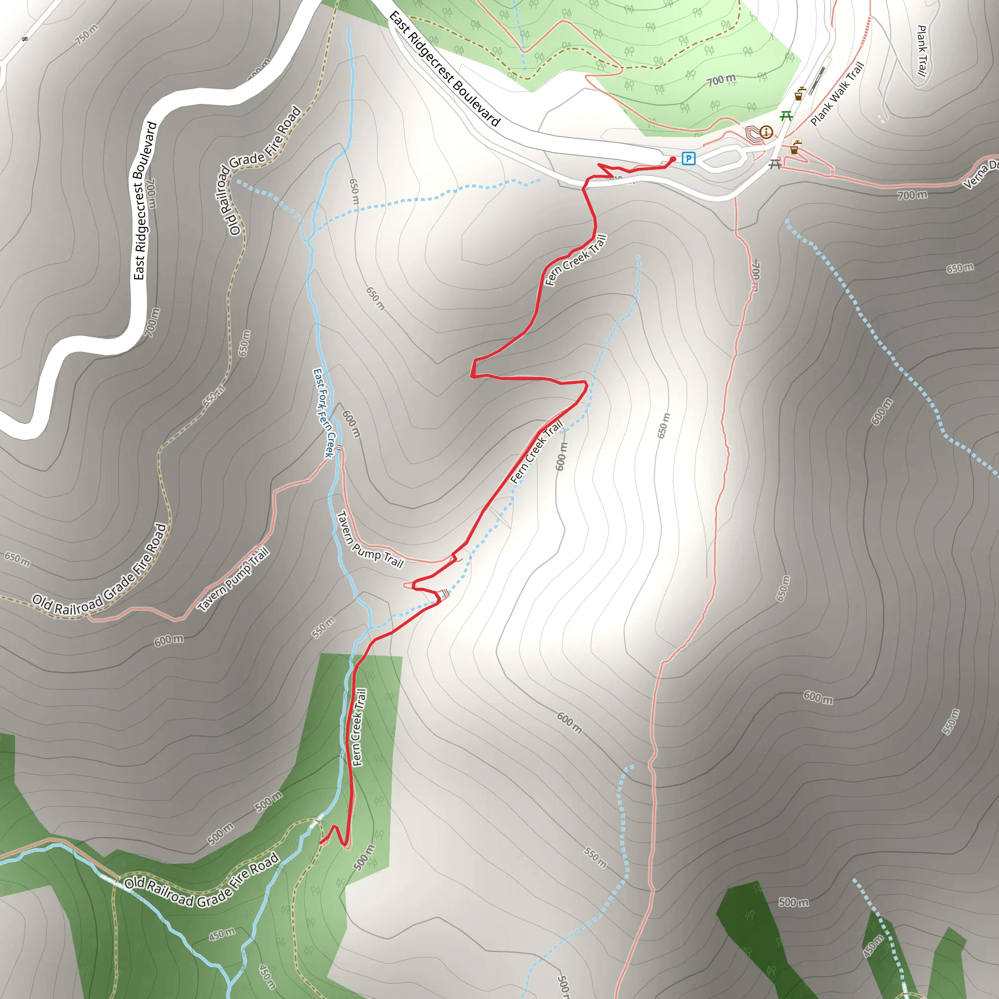 Fern Creek Trail Out and Back mobile static map