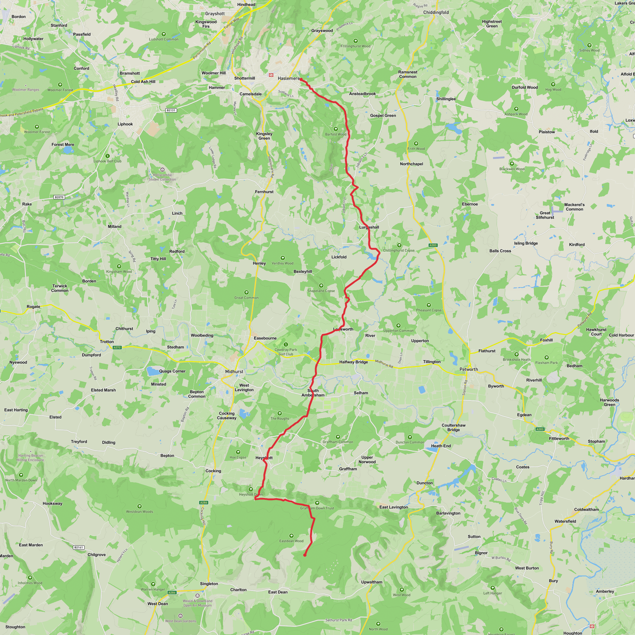 Hike from Haslemere to Newhouse Campsite mobile static map