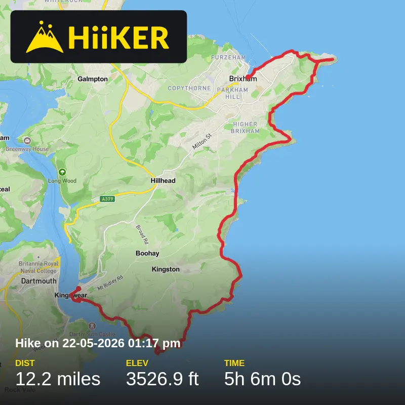 A map preview of the recording Hike on 22-05-2026 01:17 pm.
