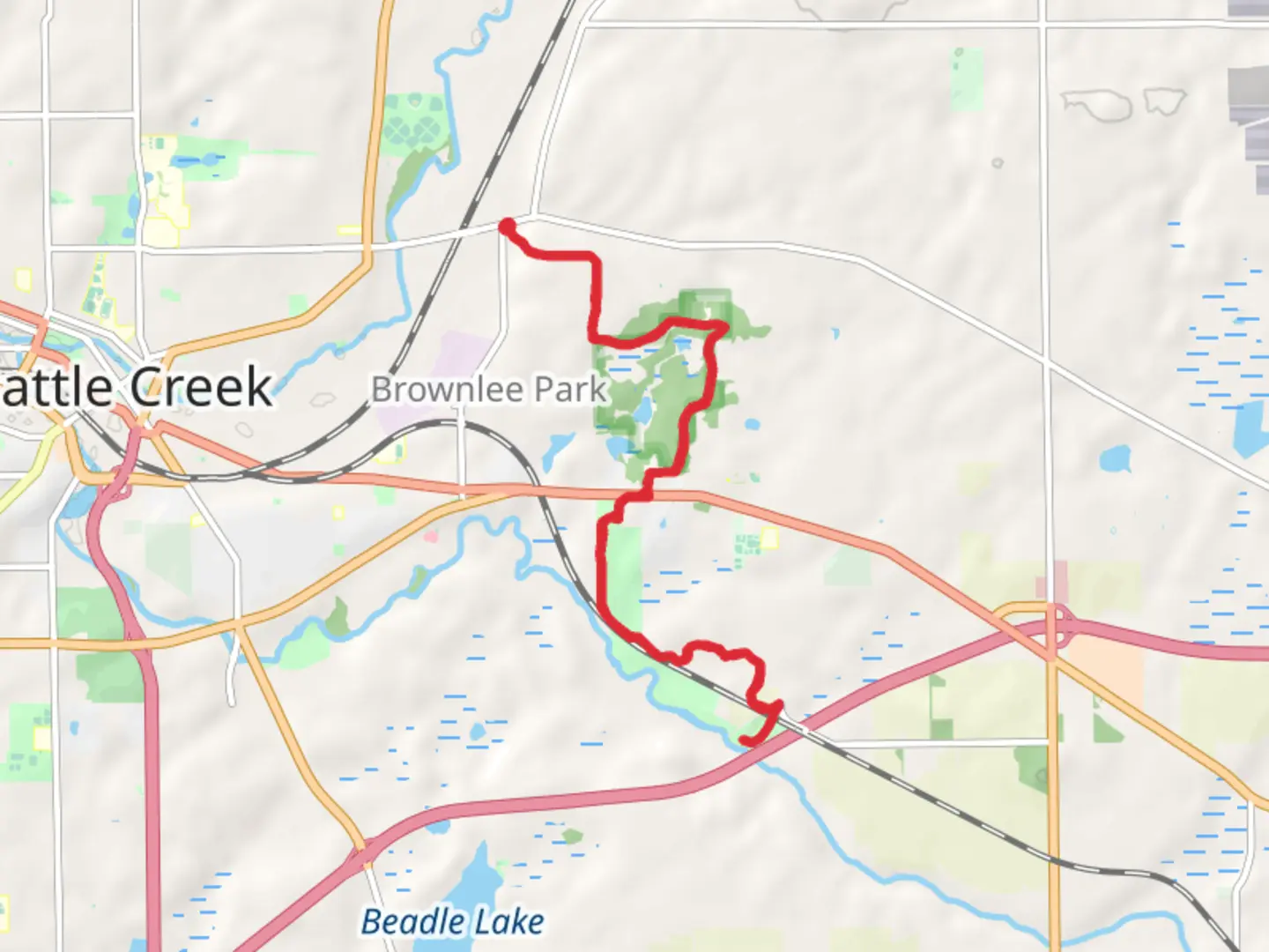 An image depicting the trail Calhoun County Trailway and North Country Trail and its surrounding area.