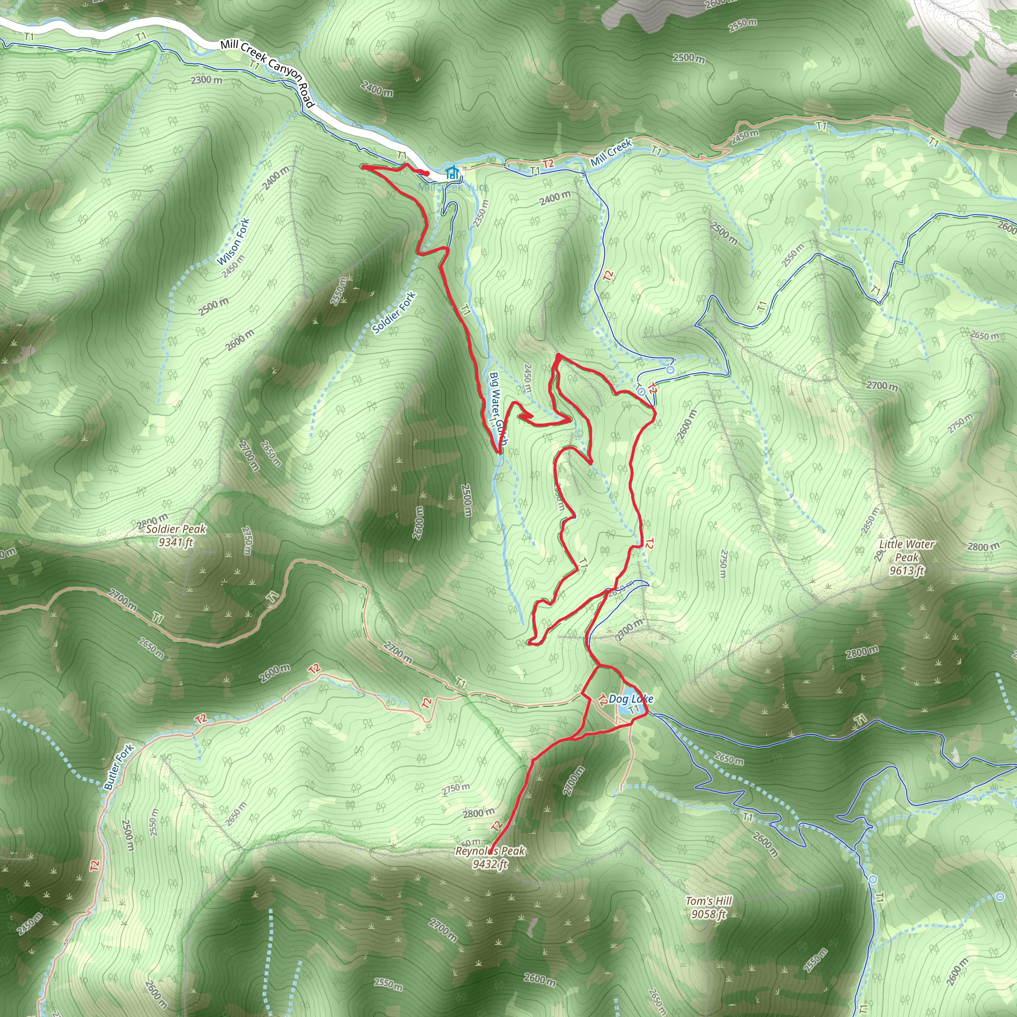 Lower Big Water Link Trail, Desolation Trail and Reynolds Peak mobile static map