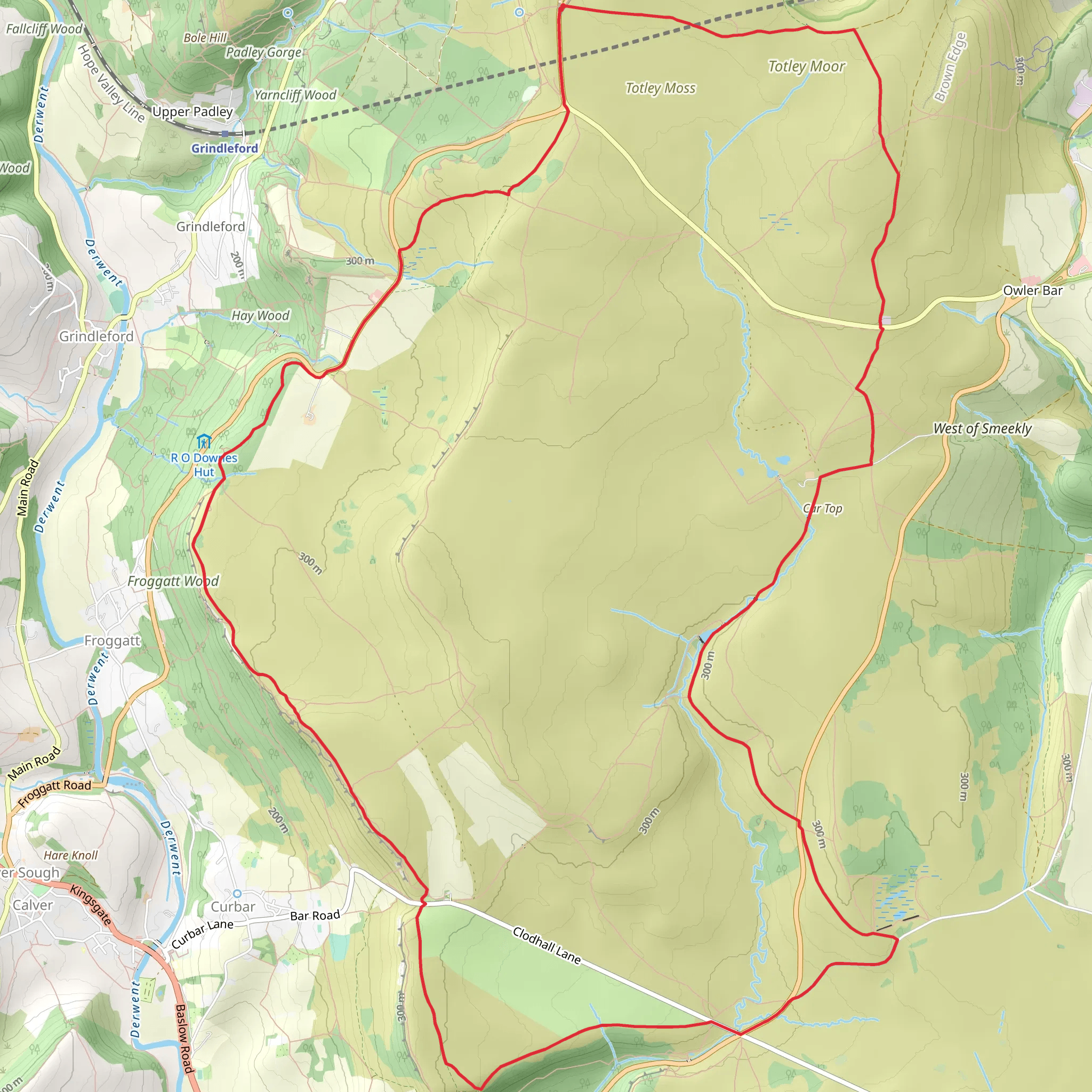 Froggatt to Owler Bar Loop mobile static map
