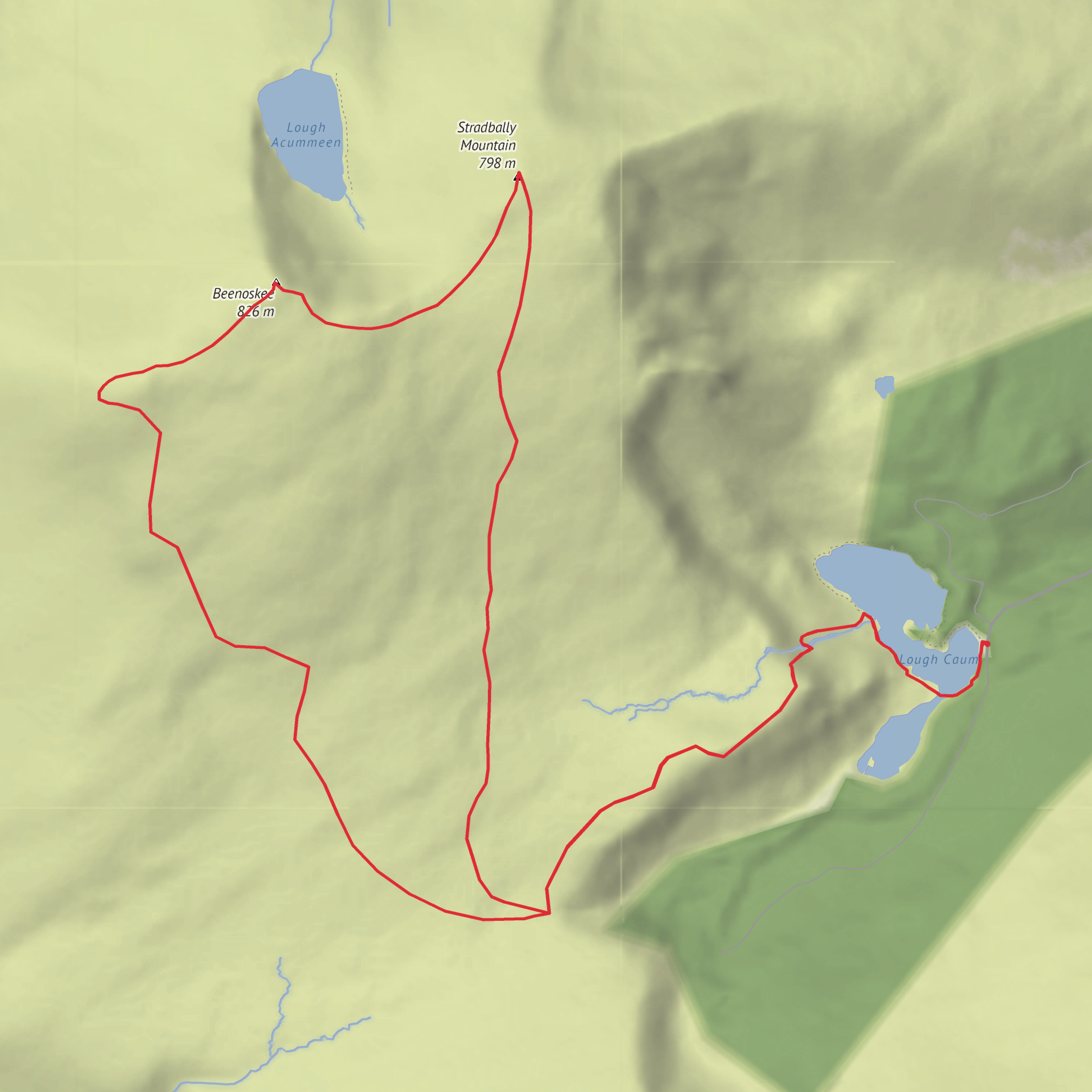 Beenoskee and Stradbally Mountain mobile static map