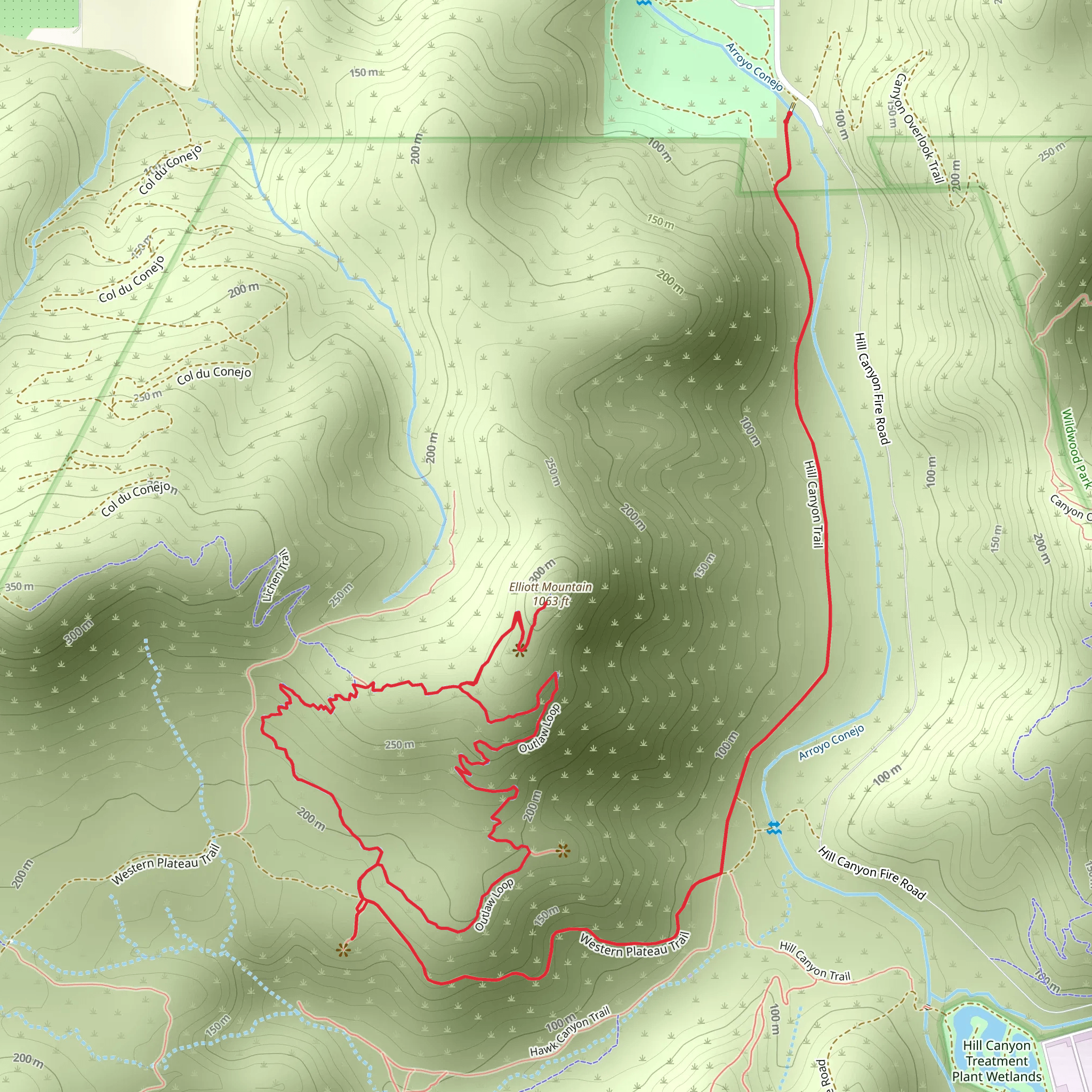 Elliott Mountain via Outlaw Loop mobile static map