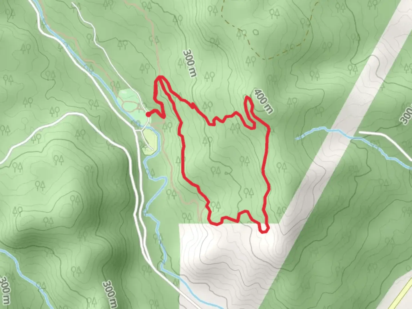 An image depicting the trail BSA and Tiki Loop Trail and its surrounding area.