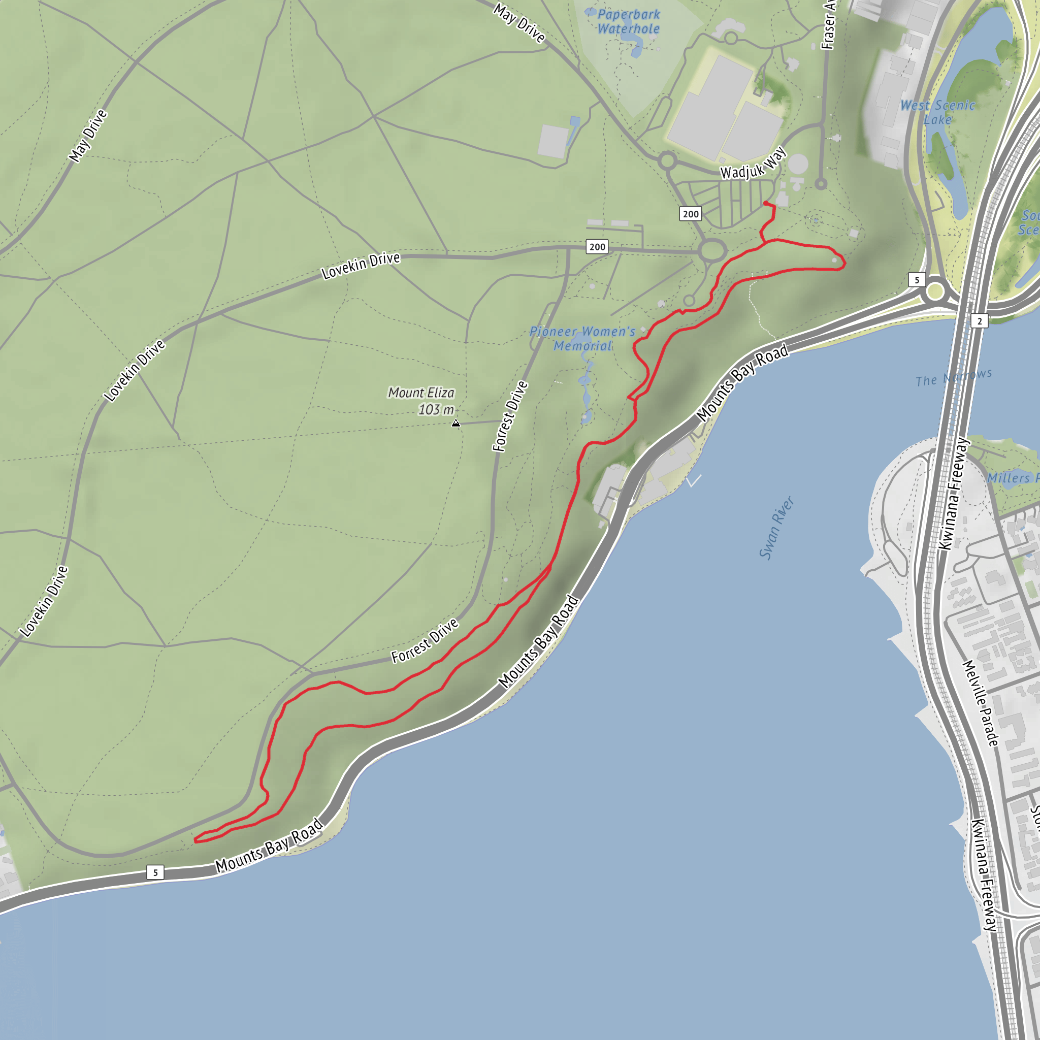Law Walk Loop - Kings Park mobile static map