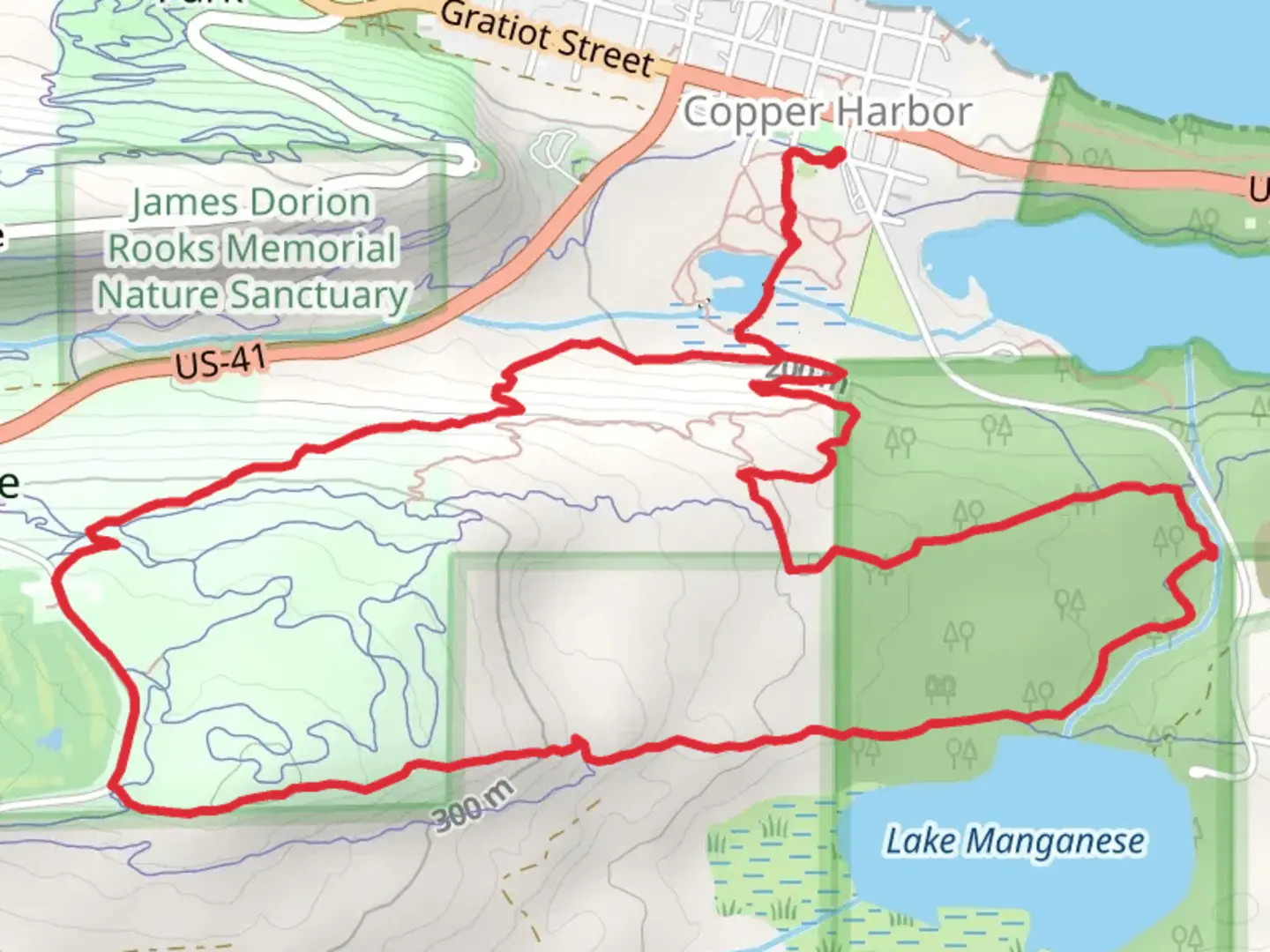 An image depicting the trail Fort Williams Garden 1 and Red Trail and its surrounding area.