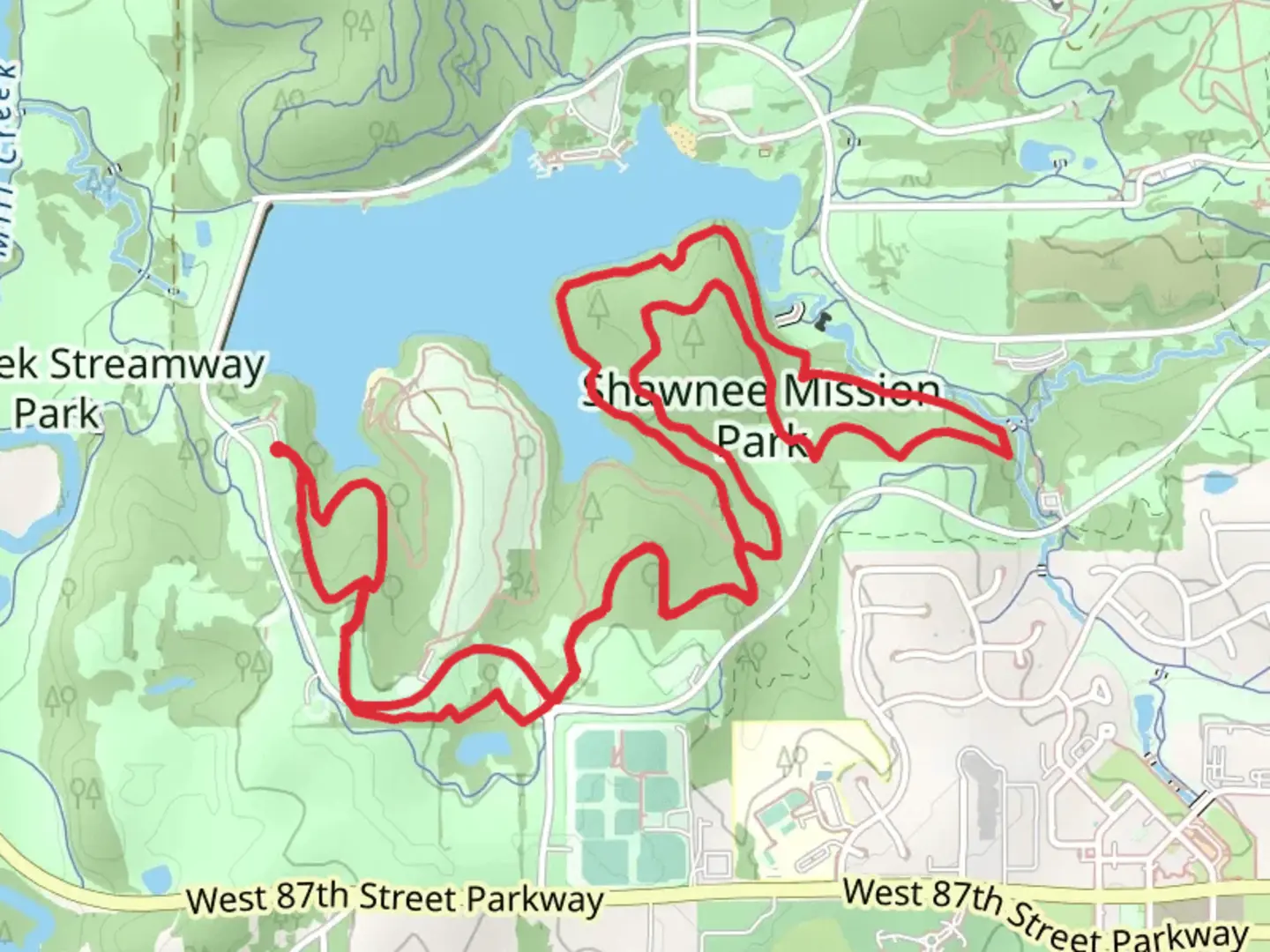 An image depicting the trail South Shore West and East Loop and its surrounding area.