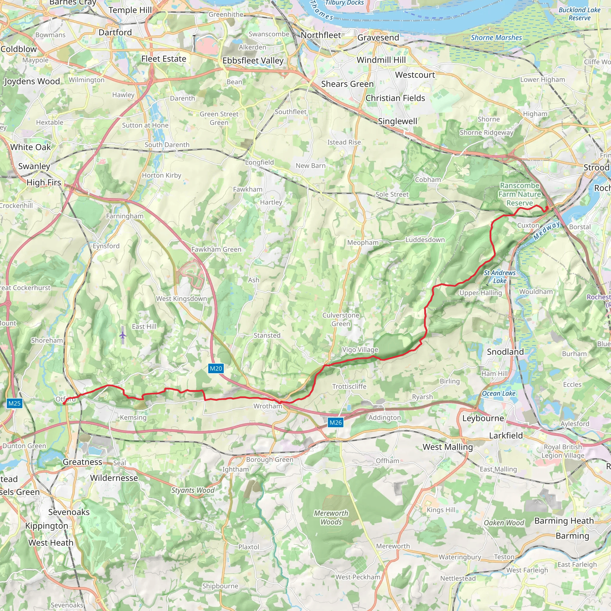 Hike from Otford mobile static map