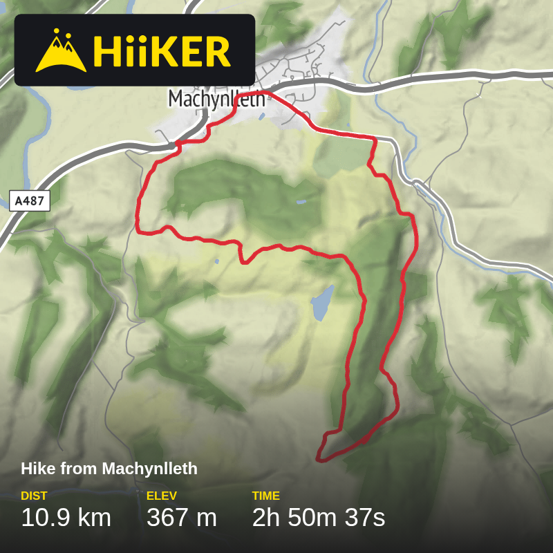 A map preview of the recording Hike from Machynlleth.