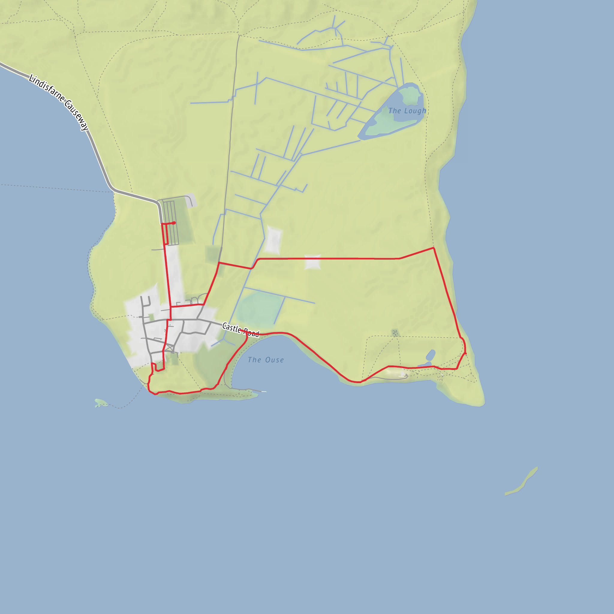 Holy Island Castle, Coast & Priory Circular mobile static map