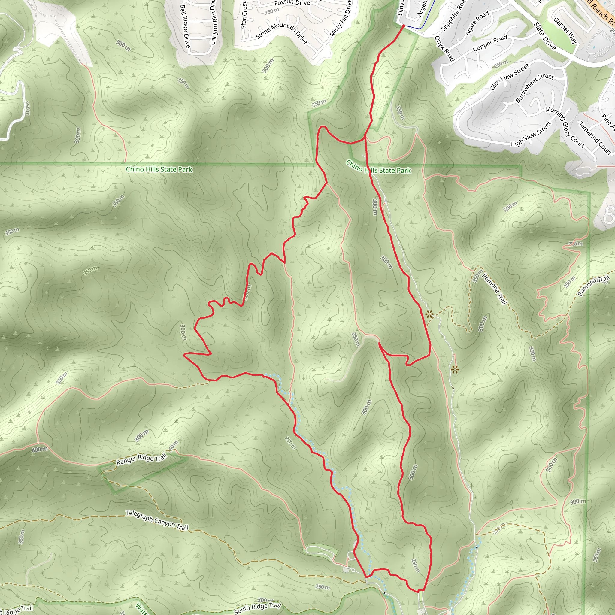 Bane Ridge, Aliso Canyon and Sidewinder Loop Trail mobile static map