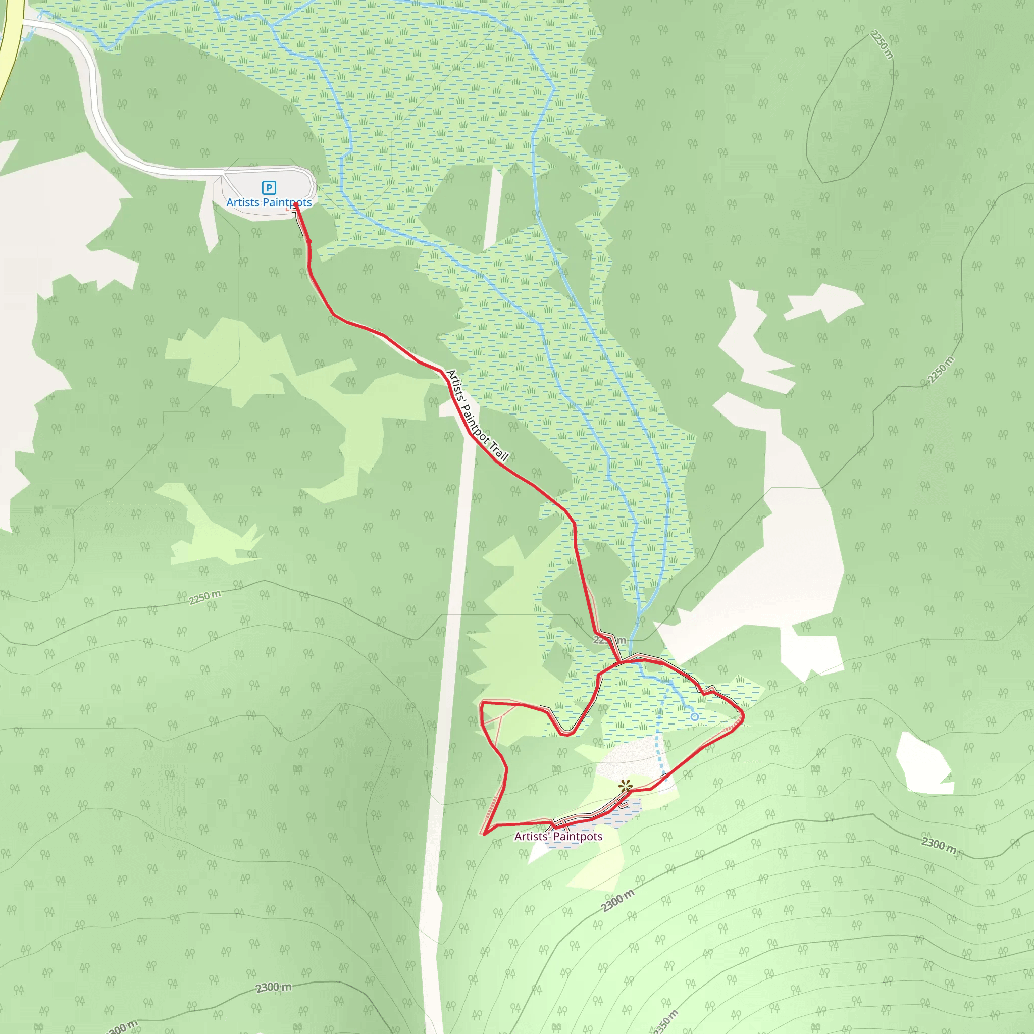 Artists Paintpots Trail mobile static map