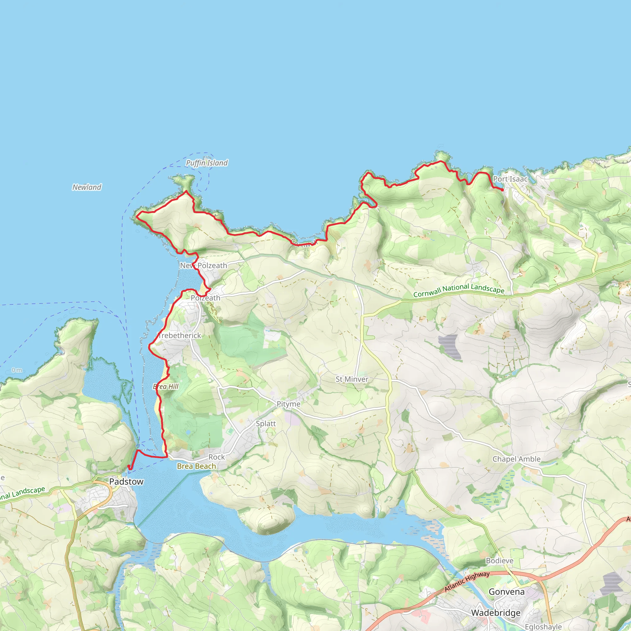 Port Isaac to Padstow Walk mobile static map