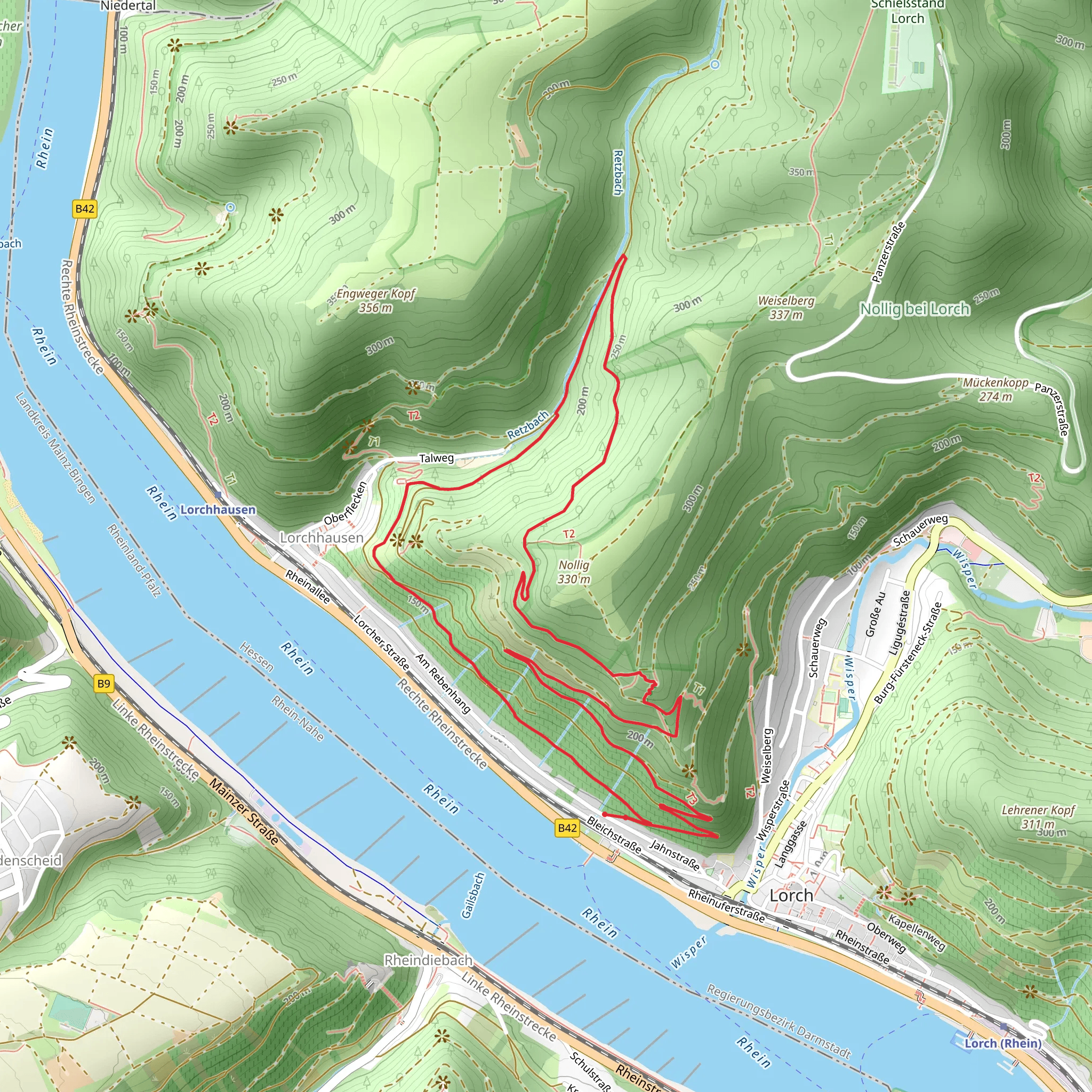 Rundwanderweg Lorch 5 and Rhein Wisper Glueck mobile static map