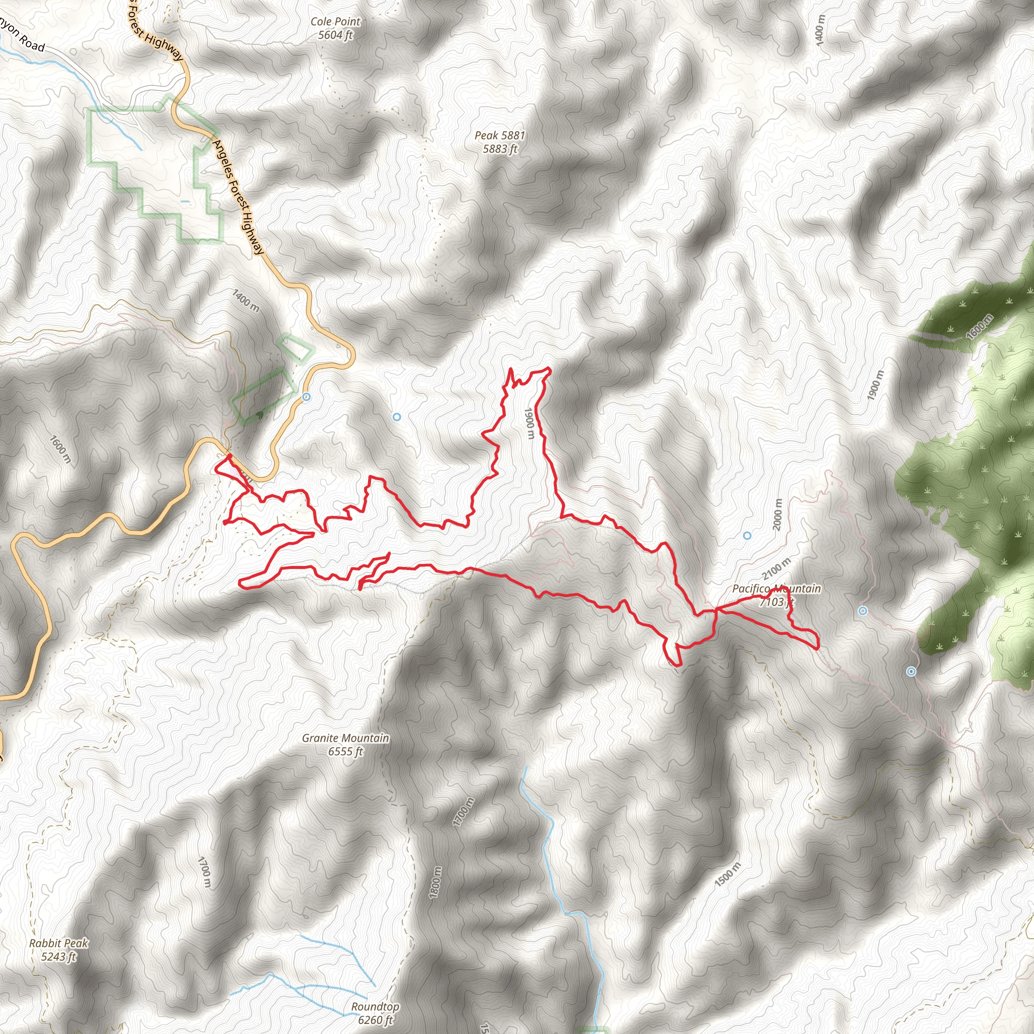 Mill Creek Summit to Pacifico Mountain Loop mobile static map