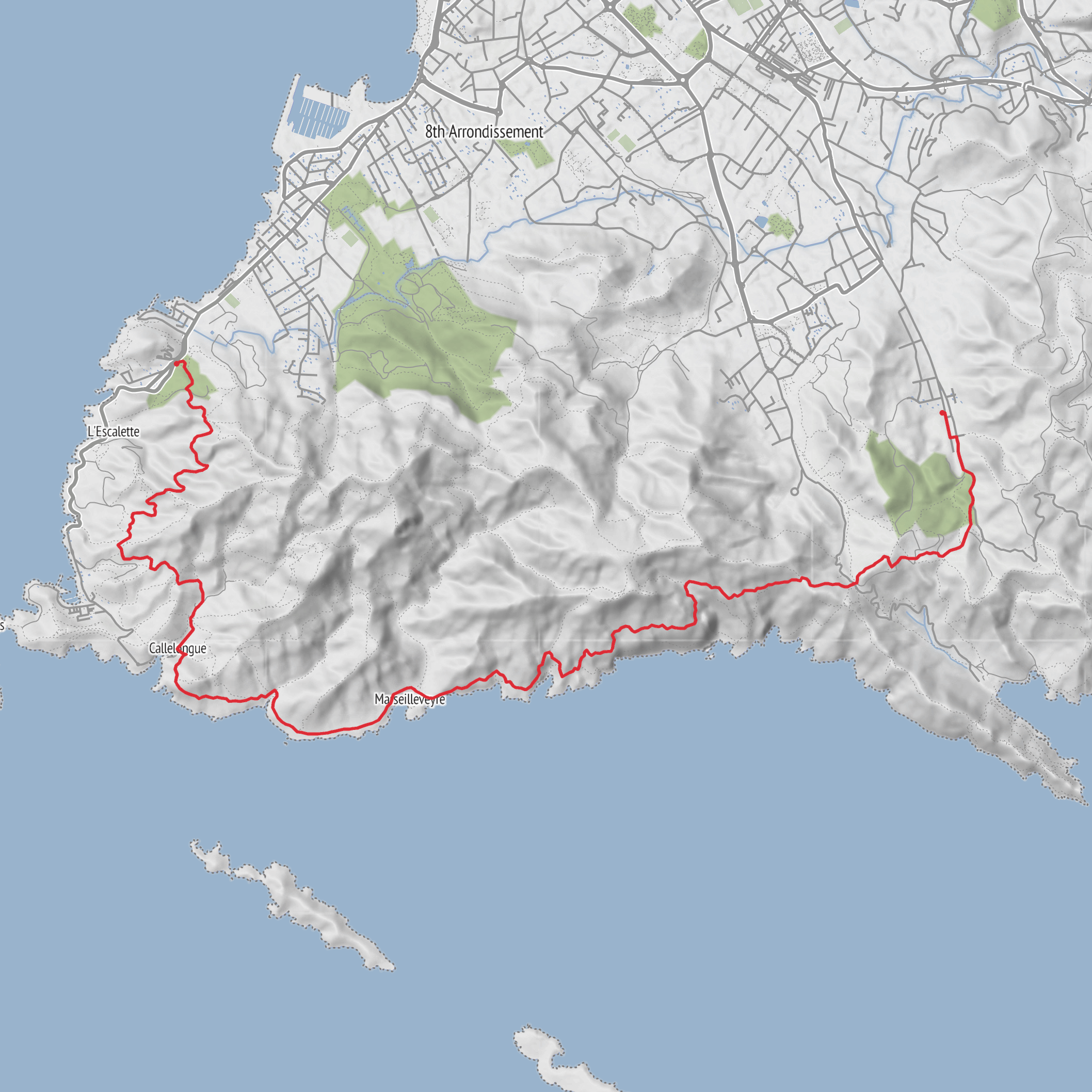 Calanques - Madrague aux Baumettes par Chemin des Douaniers mobile static map