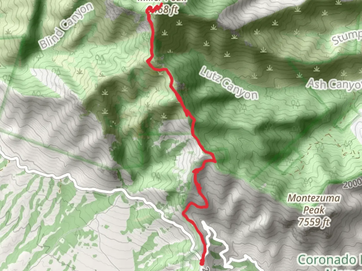 An image depicting the trail Miller Peak via Arizona Trail and its surrounding area.