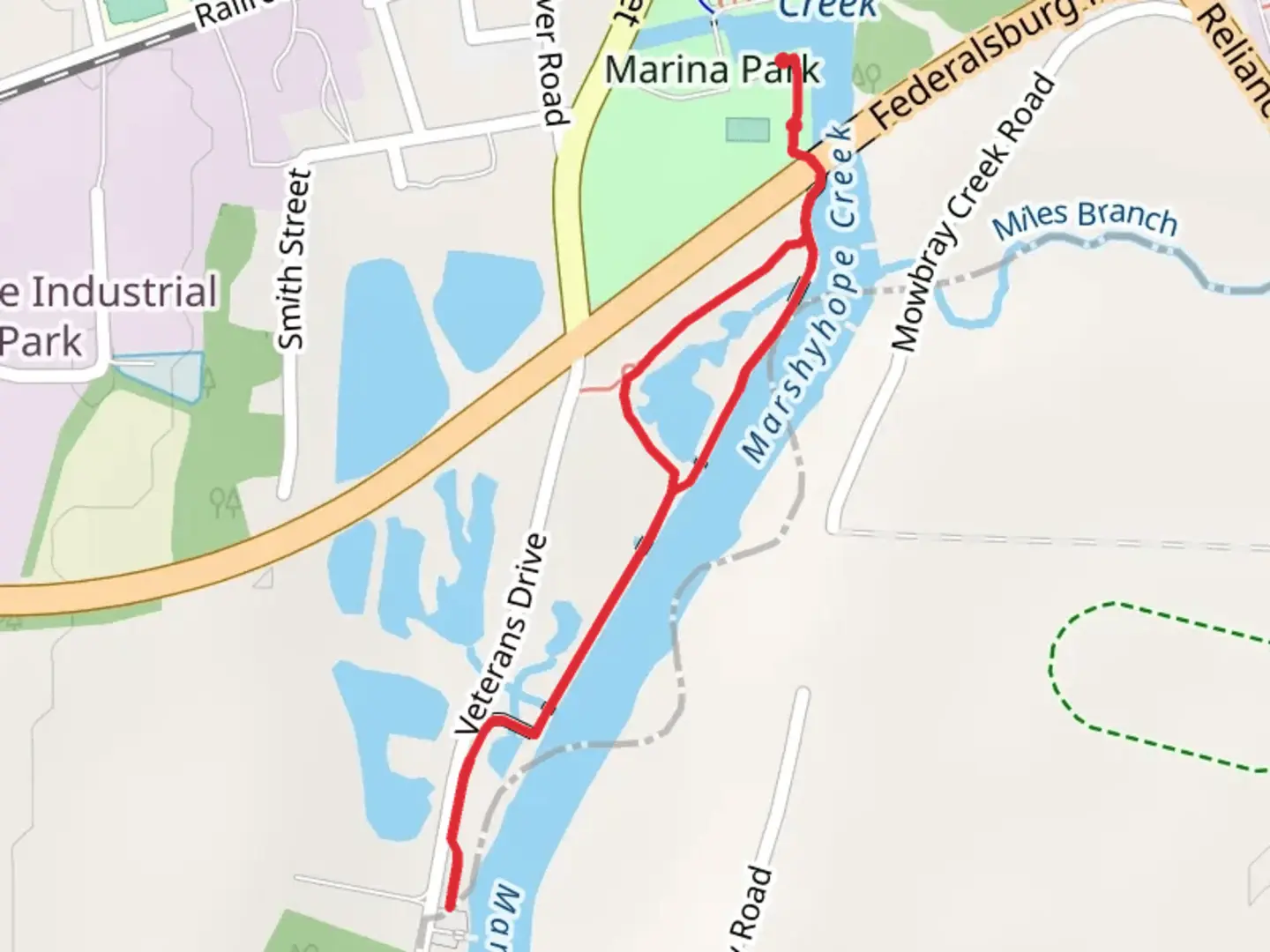 An image depicting the trail Marshyhope Creek Loop - Marina Park and its surrounding area.