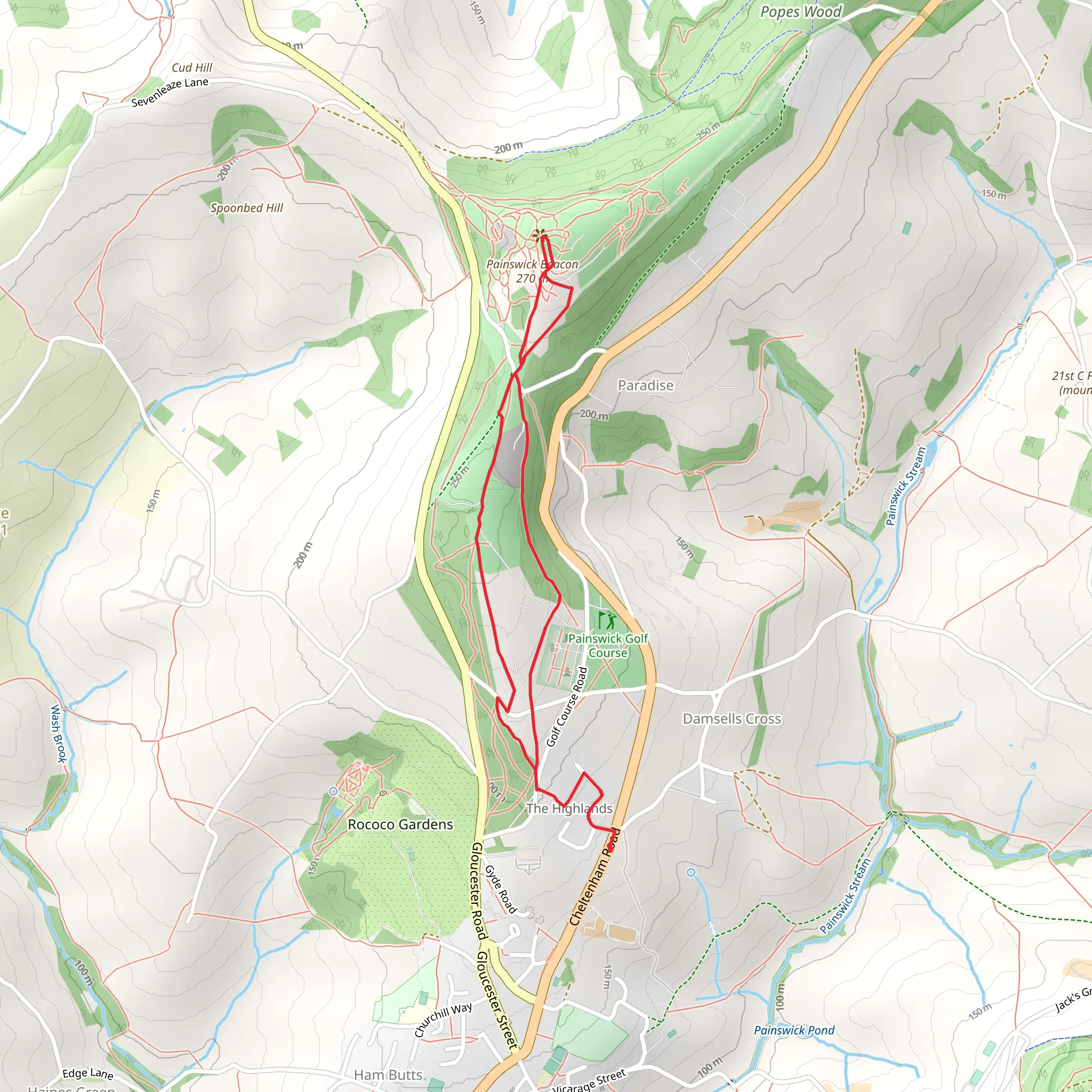Painswick Beacon Loop Walk mobile static map